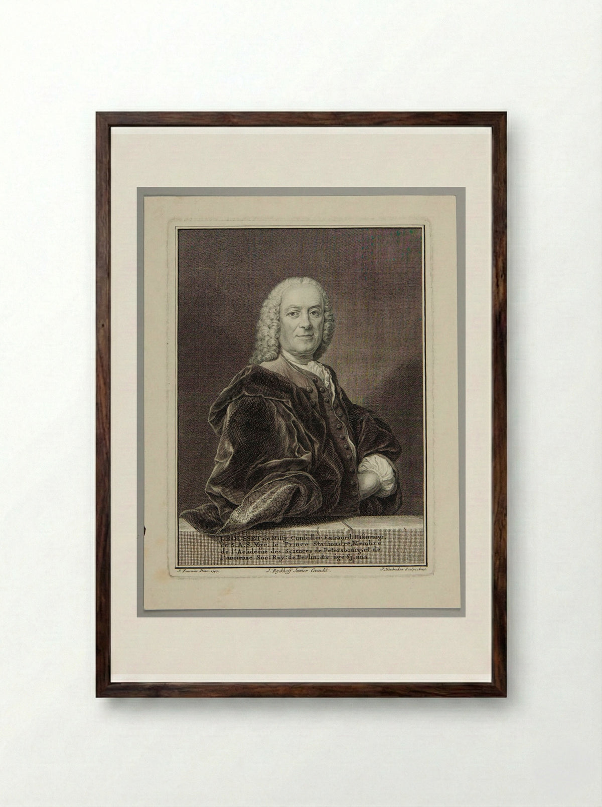 J. Rousset de Missy - Jacobus Houbraken - Framed Print Dark Wood
