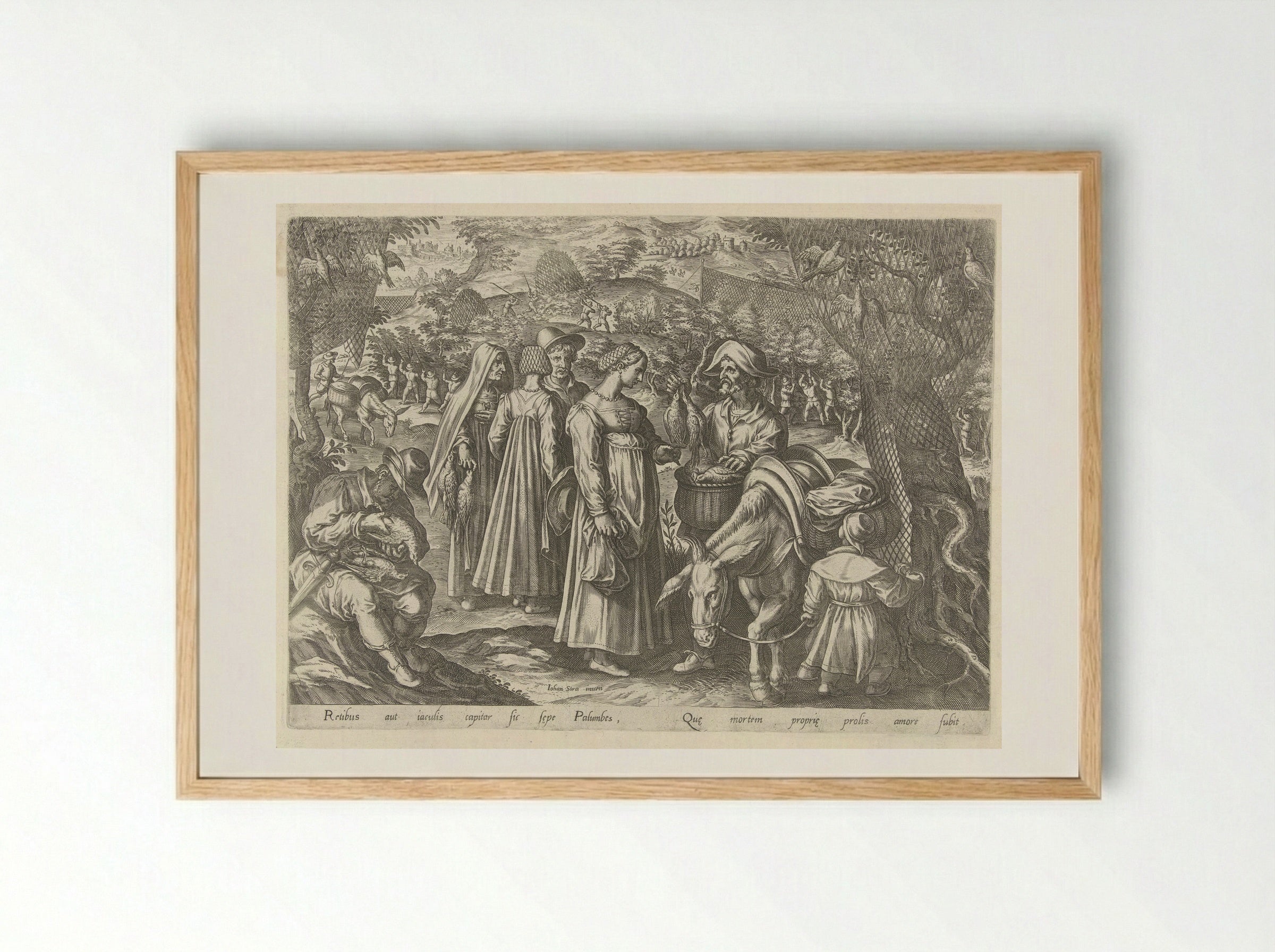 Jacht op duiven (Dove Hunting) - Philips Galle - Framed Print Wood