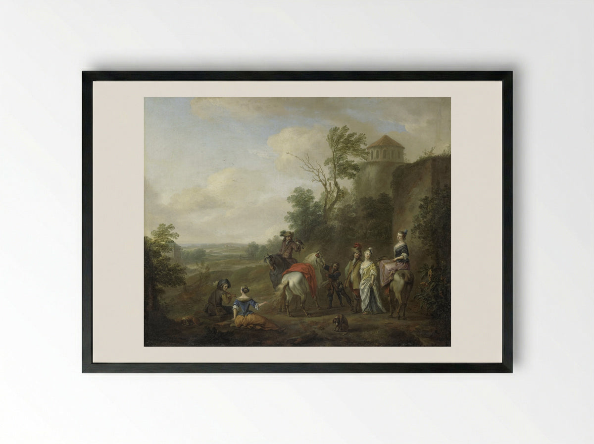 Jachtgezelschap (Hunting Party) - Karel van Falens - Framed Print Black