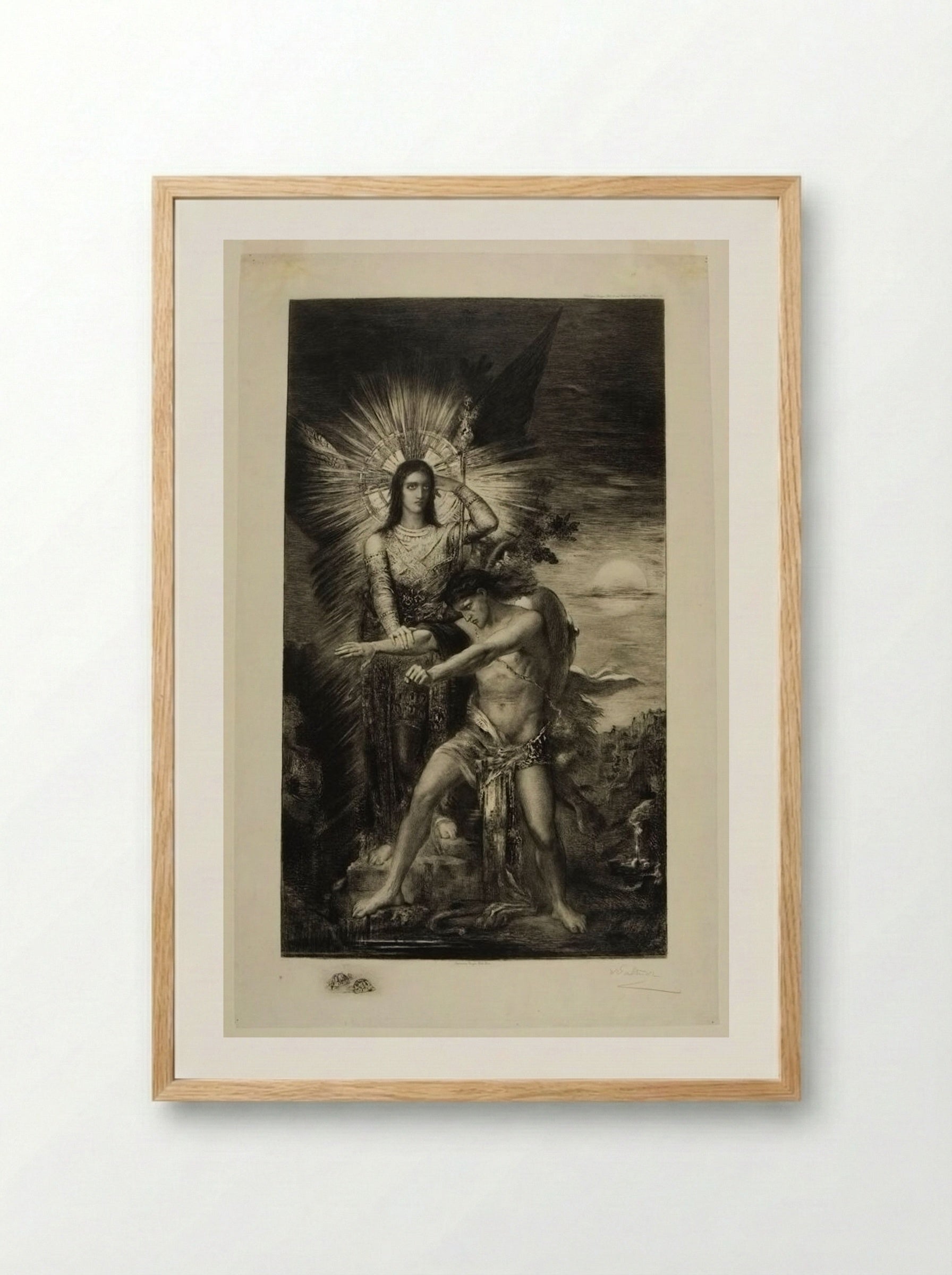 Jacob Struggling with the Angel - Charles Albert Waltner - Framed Print Wood