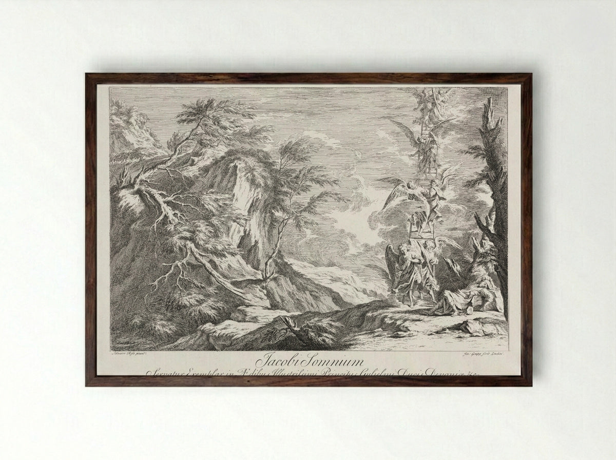 Jacob's Dream - Joseph Goupy - Framed Print Dark Wood
