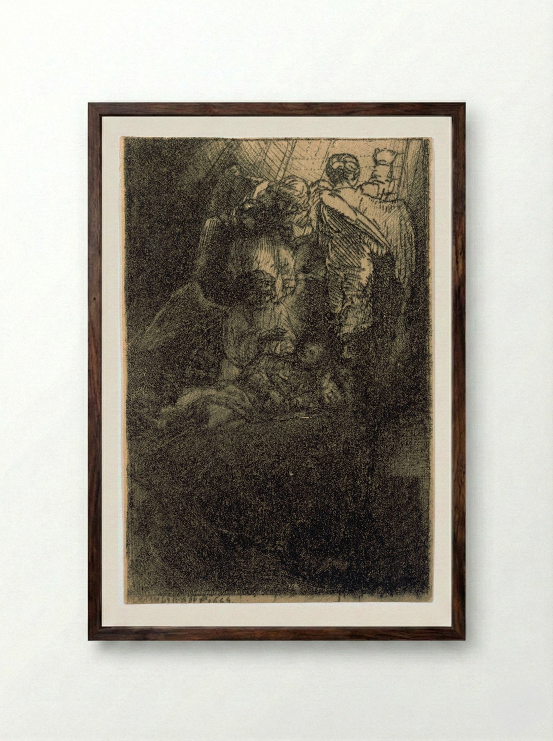 Jacob's Ladder - Rembrandt Harmensz. van Rijn - Framed Print Dark Wood