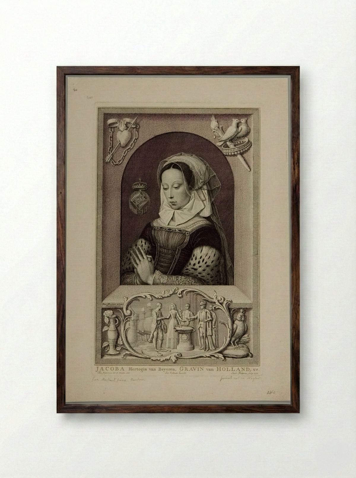 Jacoba, Duchess of Bavaria - Jakob Folkema - Framed Print Dark Wood