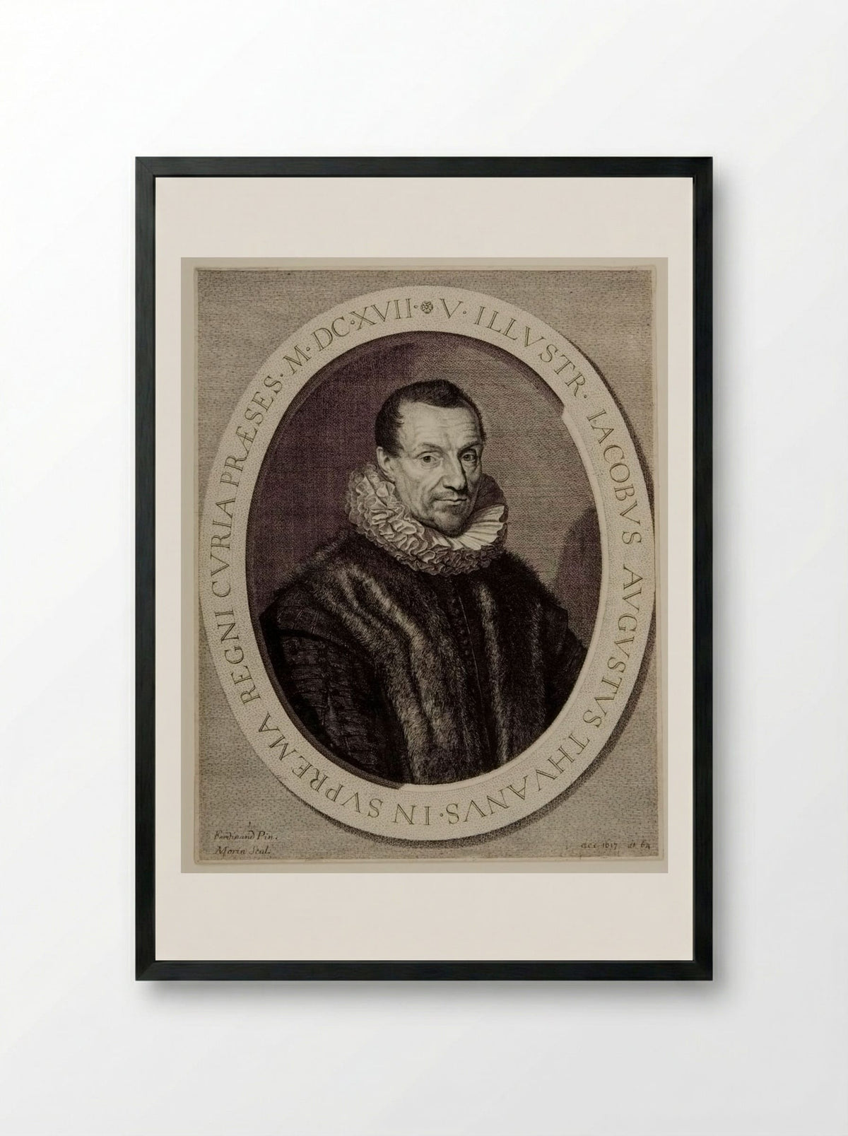Jacques-Auguste de Thou - Jean Morin - Framed Print Black