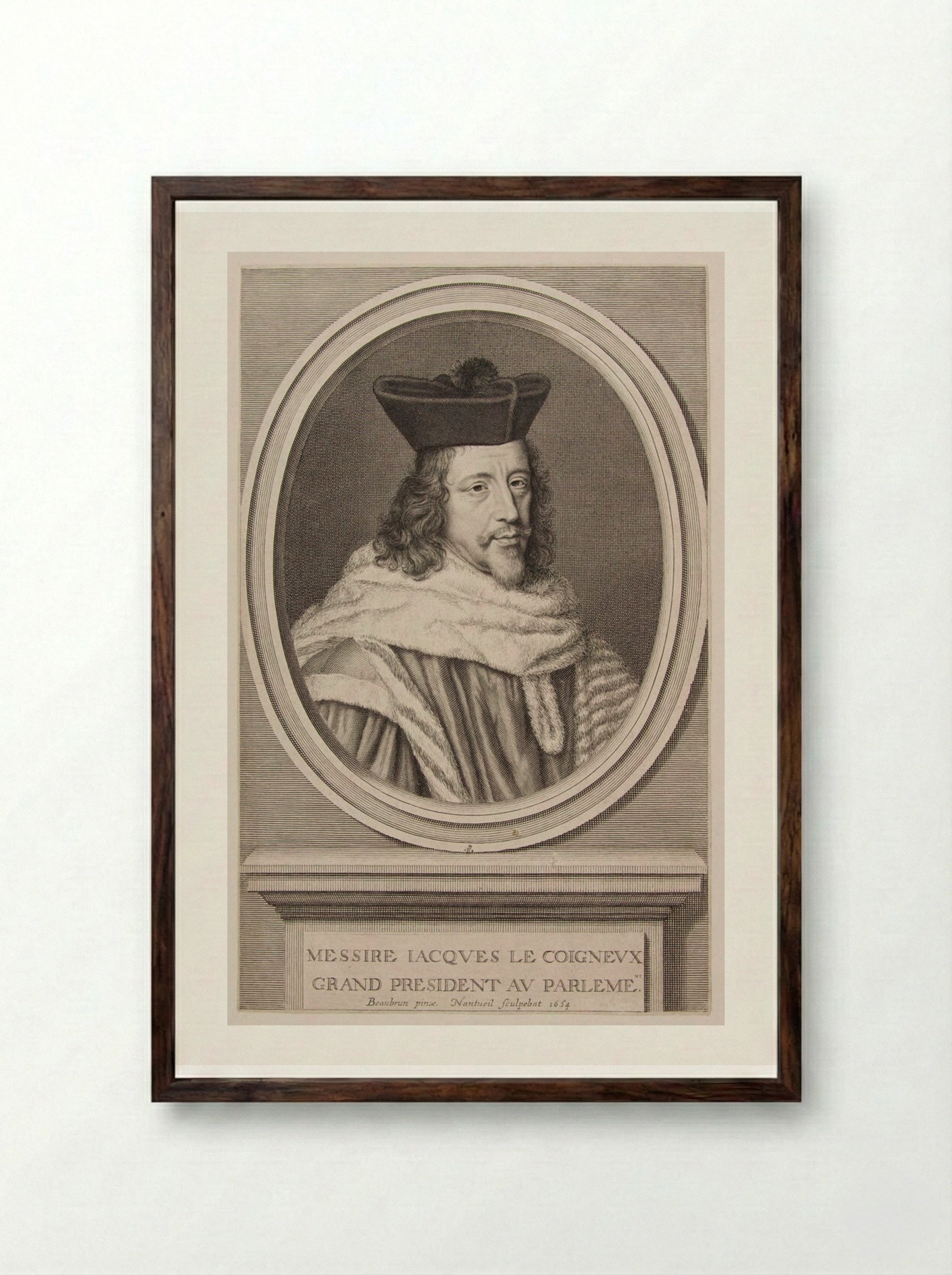 Jacques Le Coigneux, Marquis de Belabre - Robert Nanteuil - Framed Print Dark Wood