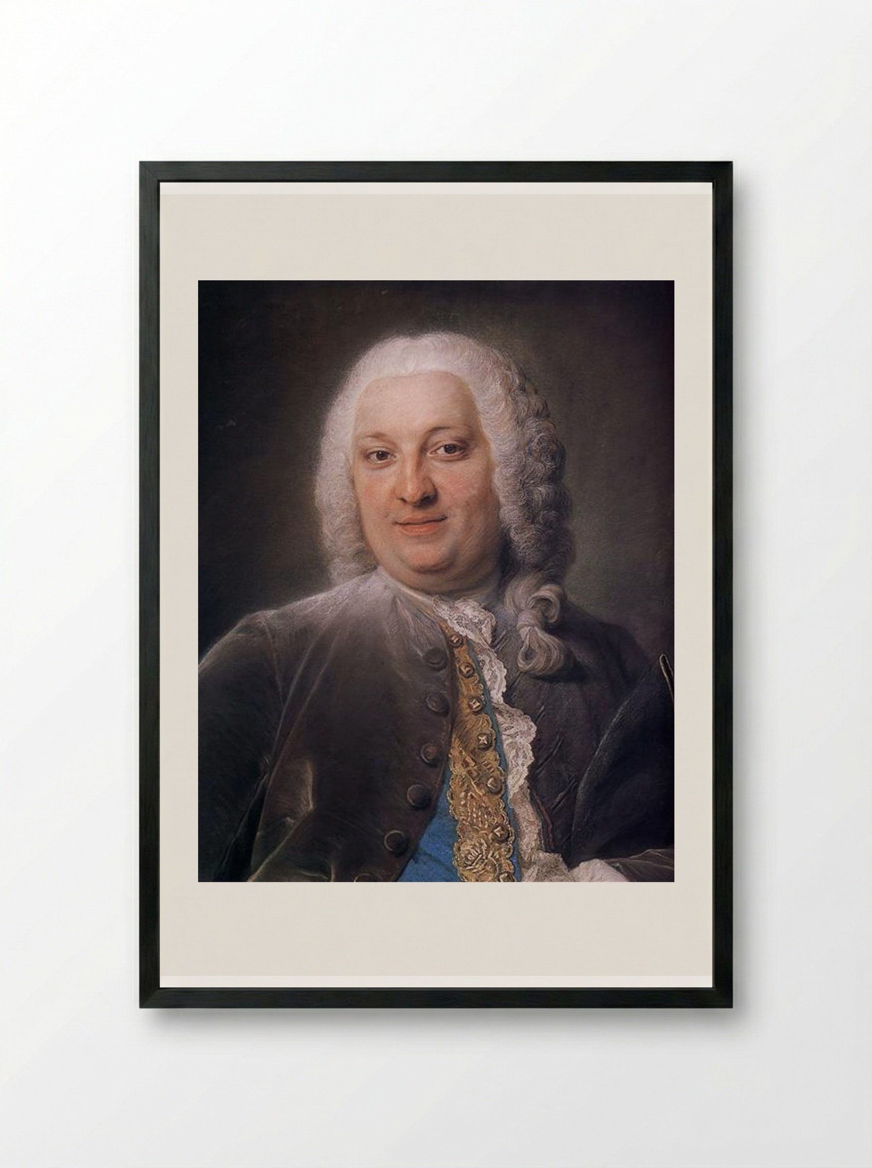Jacques Louis Francois Roussel, Marquis de Courcy - Maurice Quentin de La Tour - Framed Print Black