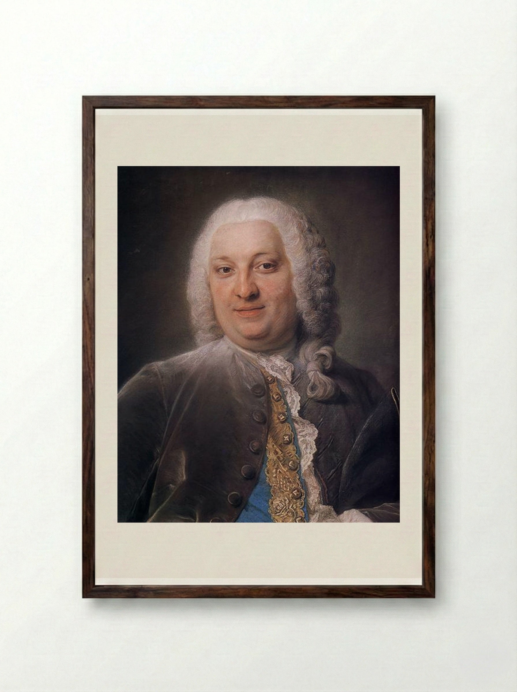 Jacques Louis Francois Roussel, Marquis de Courcy - Maurice Quentin de La Tour - Framed Print Dark Wood