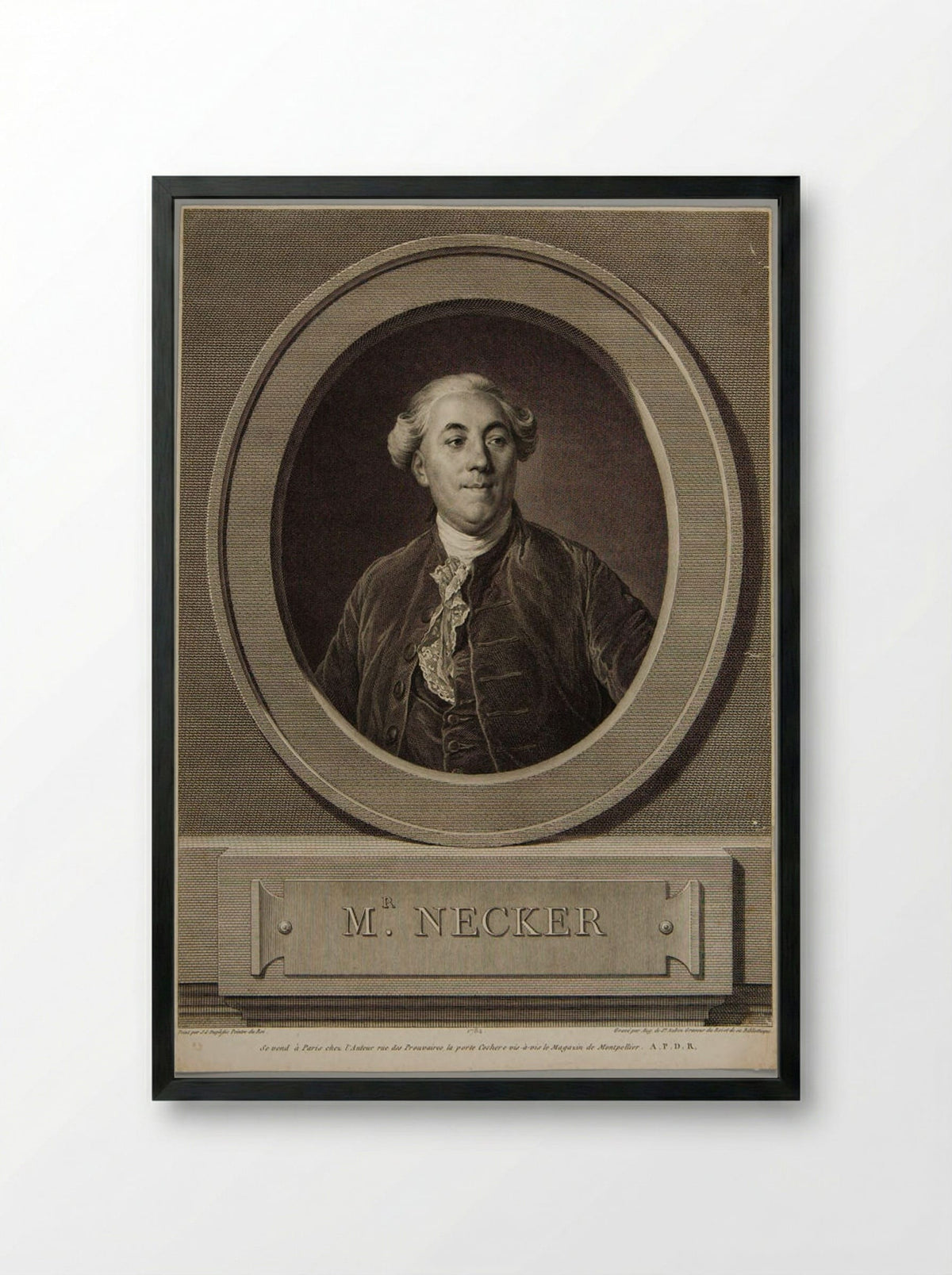 Jacques Necker - Augustin de Saint-Aubin - Framed Print Black