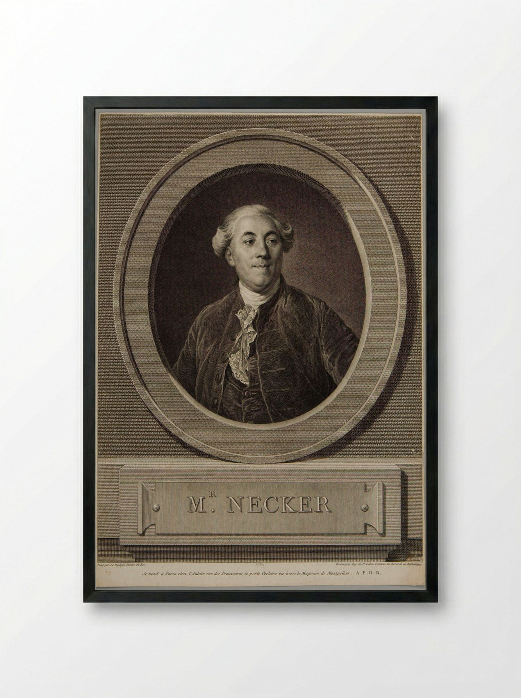 Jacques Necker - Augustin de Saint-Aubin - Framed Print Black