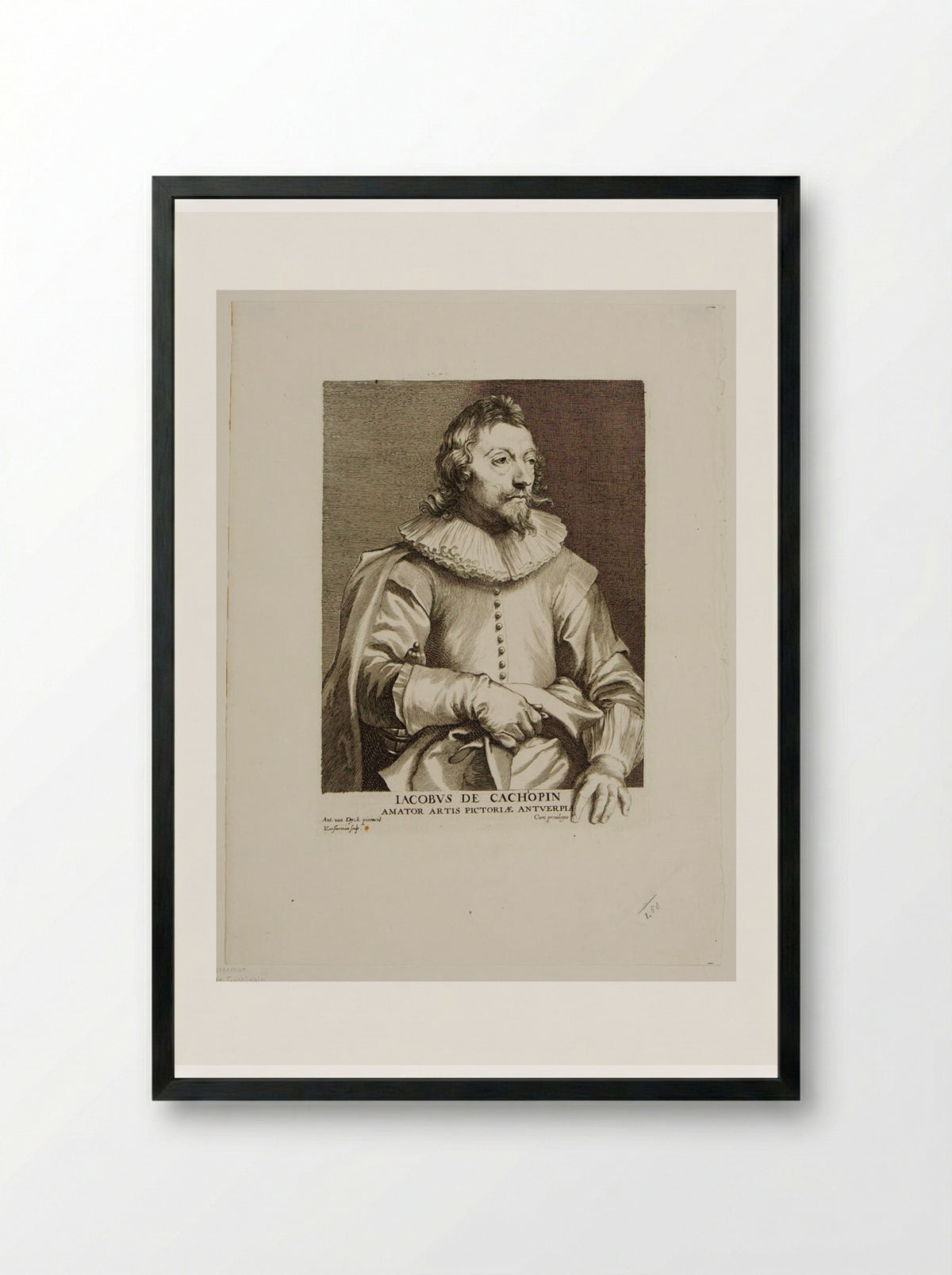 Jacques de Cachiopin - Lucas Vorsterman I - Framed Print Black