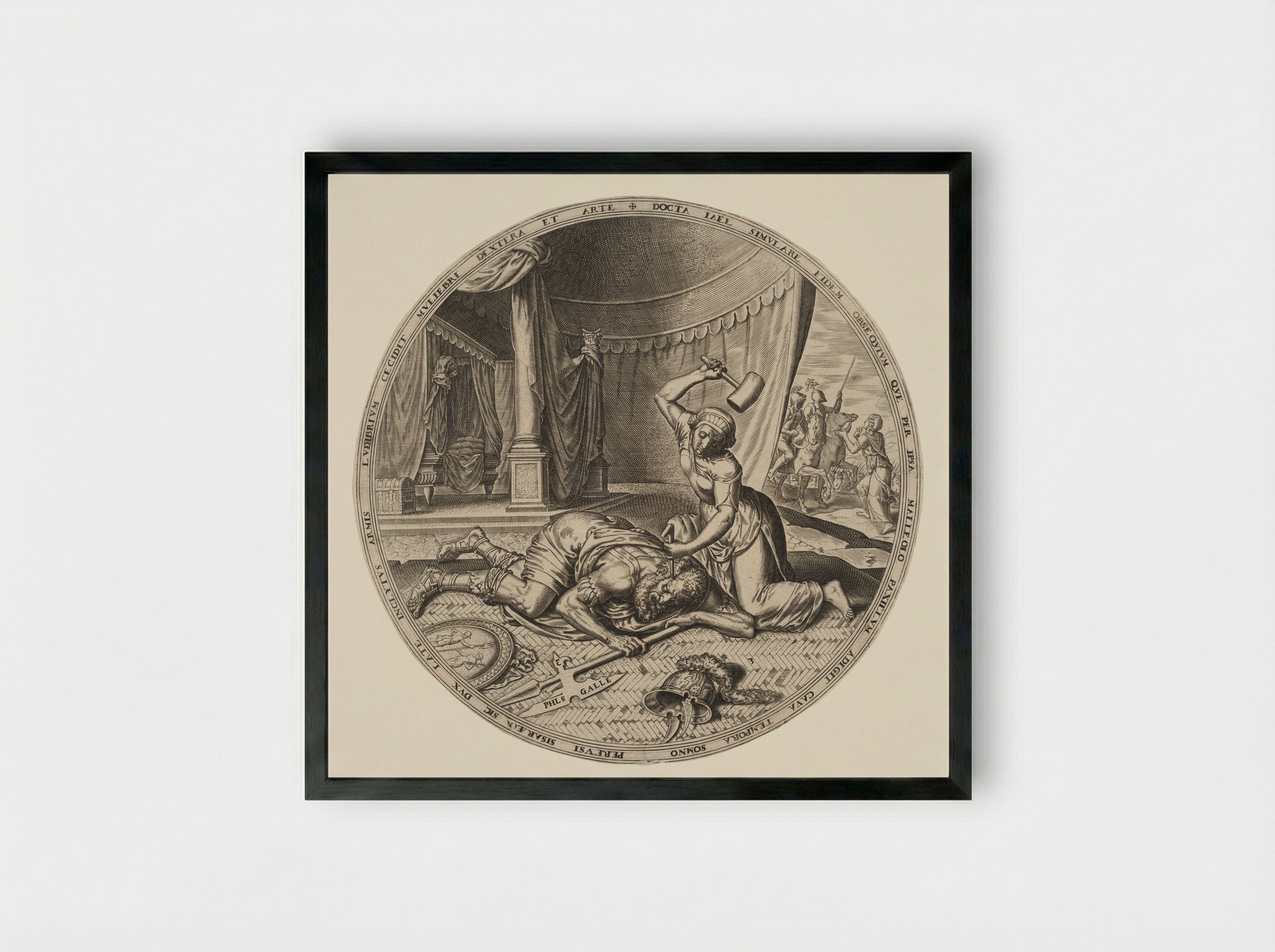 Jael Slaying Sisera - Philips Galle - Framed Print Black