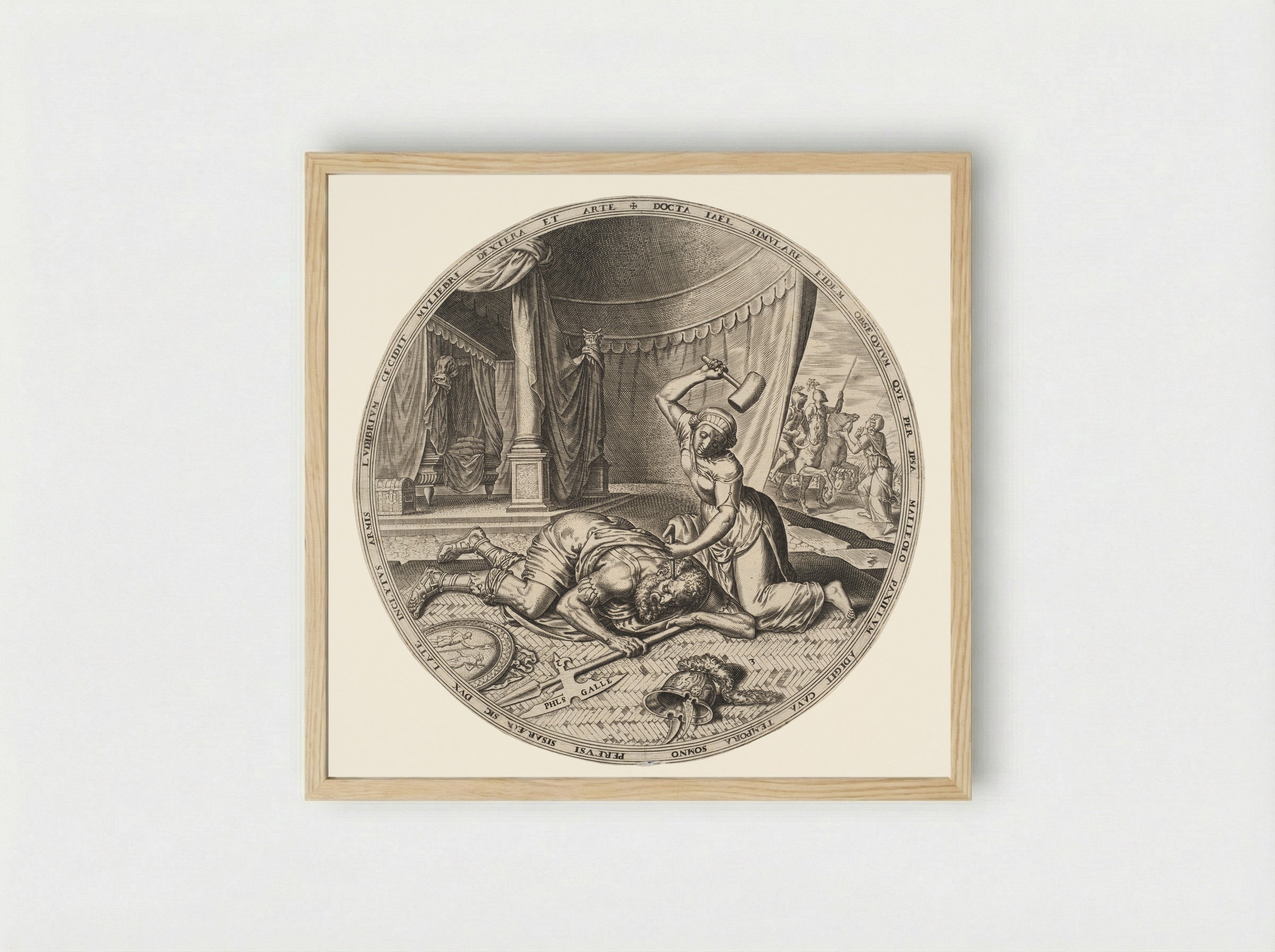 Jael Slaying Sisera - Philips Galle - Framed Print Wood