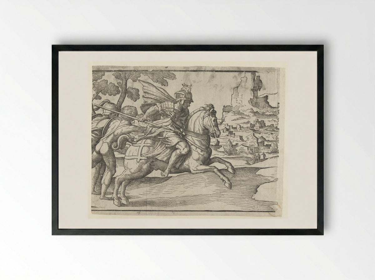 Jager te paard (Hunter on Horseback) - Jan Ewoutsz. - Framed Print Black