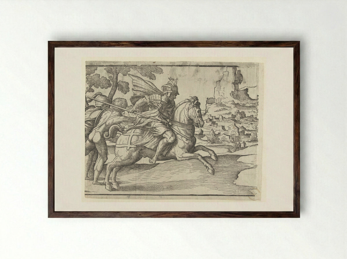 Jager te paard (Hunter on Horseback) - Jan Ewoutsz. - Framed Print Dark Wood