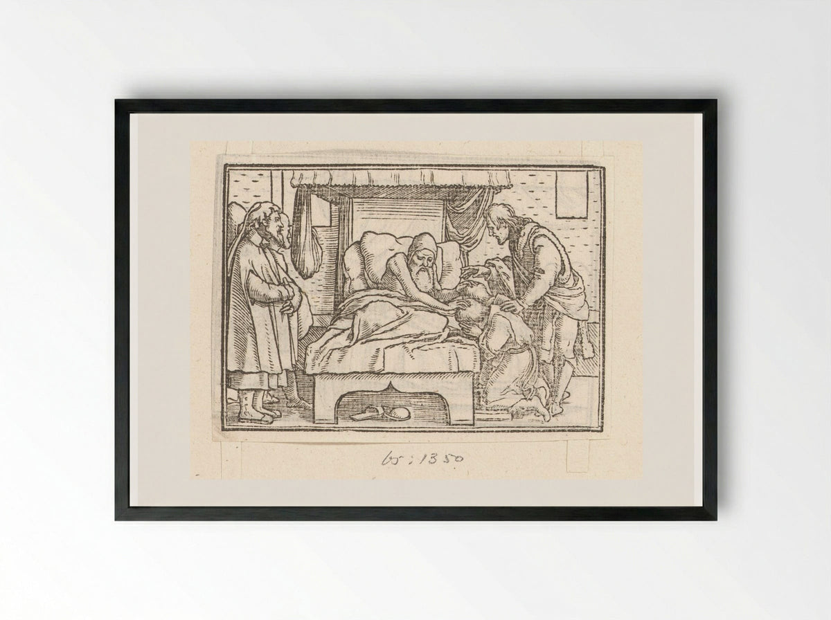 Jakob zegent Efraïm en Manasse - Veit Rudolf Specklin - Framed Print Black