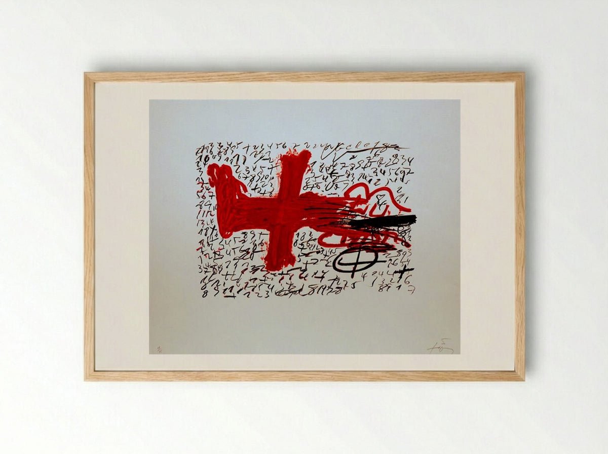Jambe et chiffres - Antoni Tàpies - Framed Print Wood