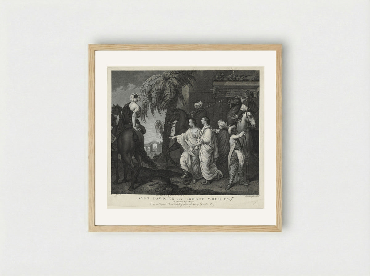 James Dawkins and Robert Wood Esq., First Discovering Sight of Palmyra - John Hall - Framed Print Wood