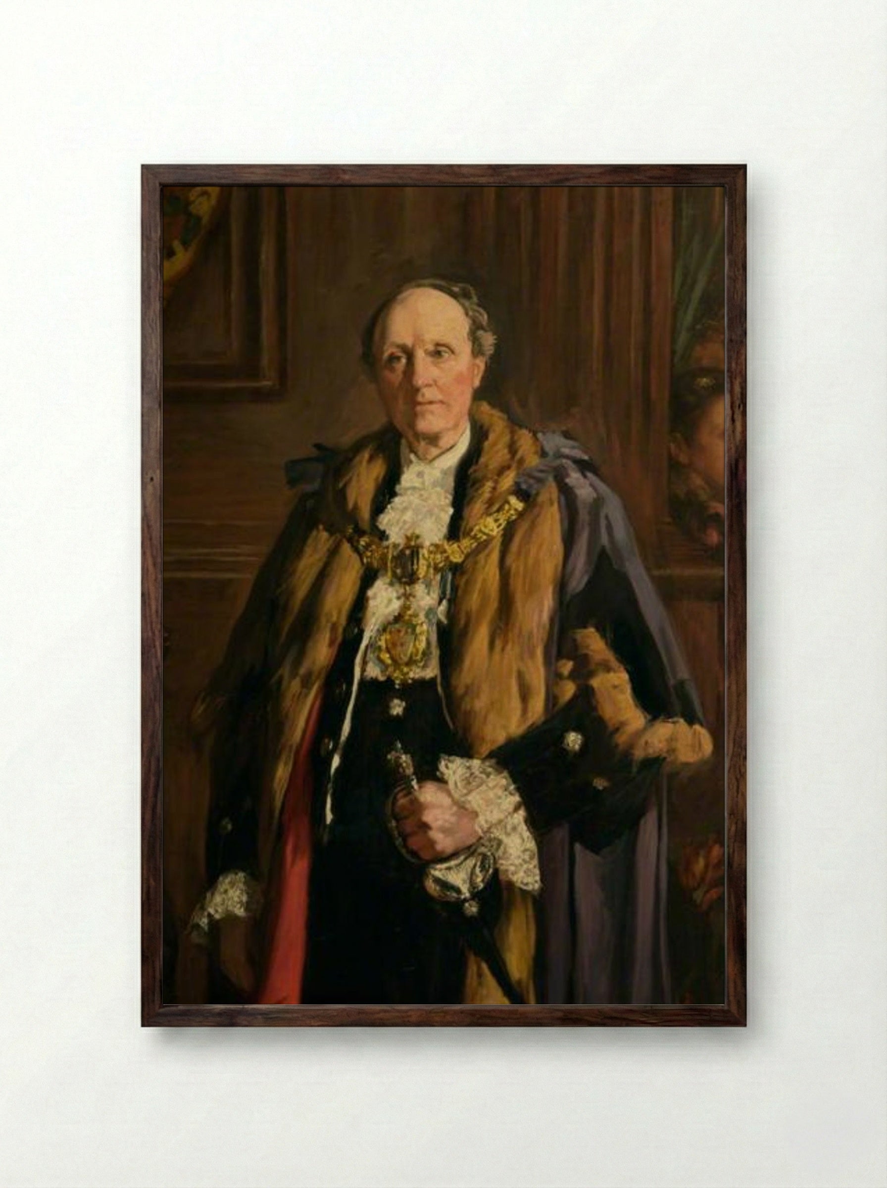 James Fairclough, MP, Mayor of Warrington - James Charles - Framed Print Dark Wood