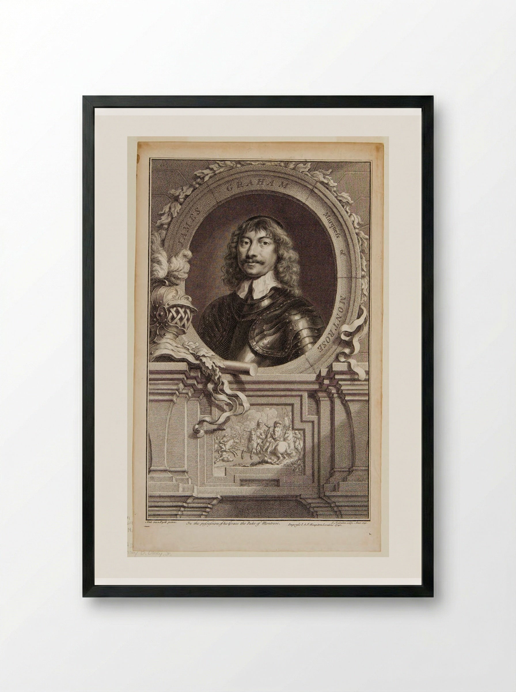 James Graham, Marquis of Montrose - Jacobus Houbraken - Framed Print Black