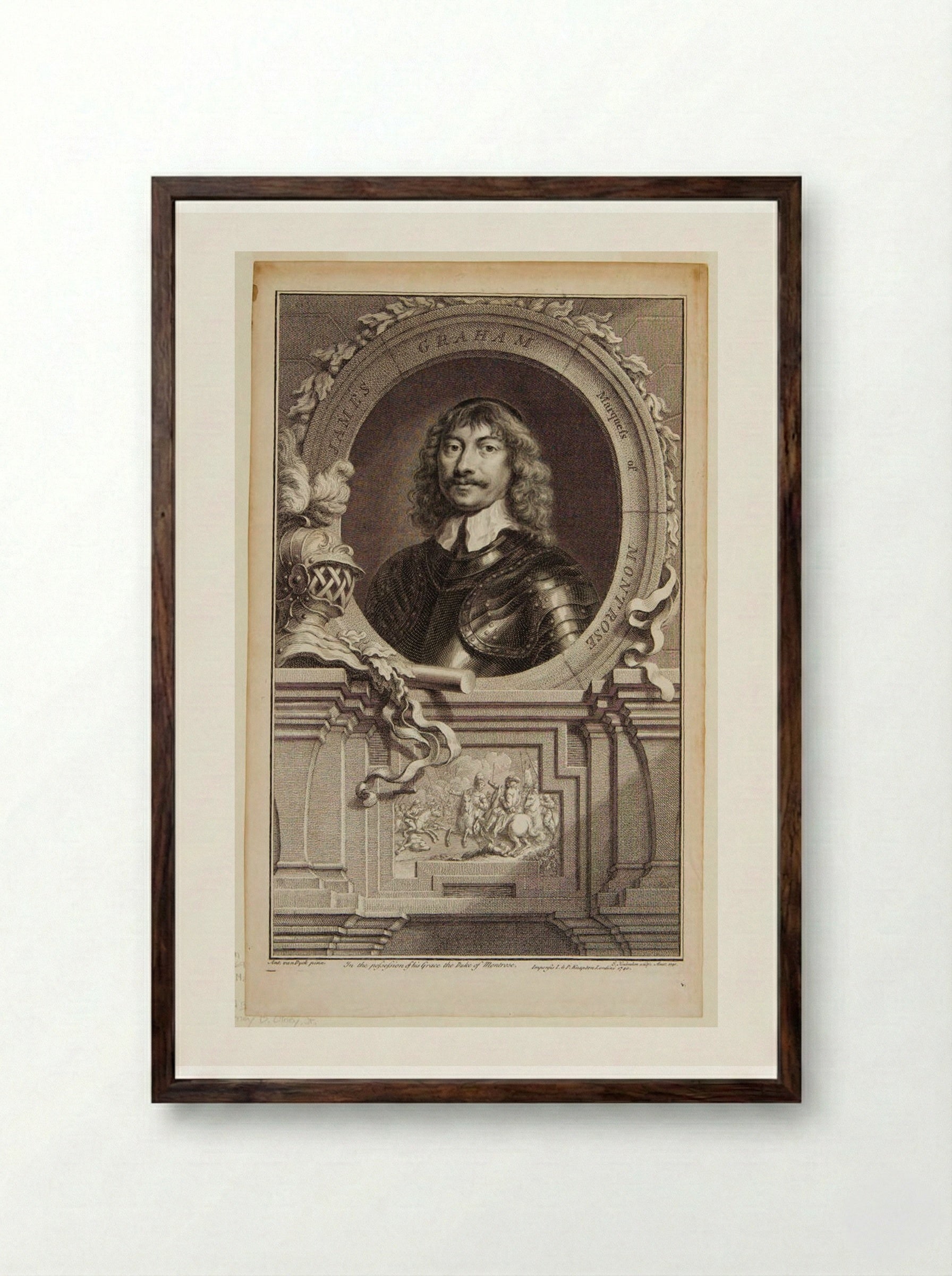 James Graham, Marquis of Montrose - Jacobus Houbraken - Framed Print Dark Wood
