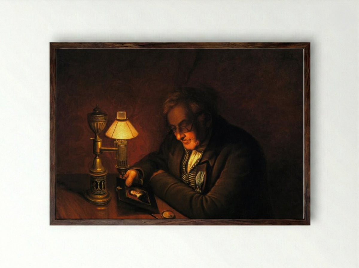 James Peale (The Lamplight Portrait) - Charles Willson Peale - Framed Print Dark Wood