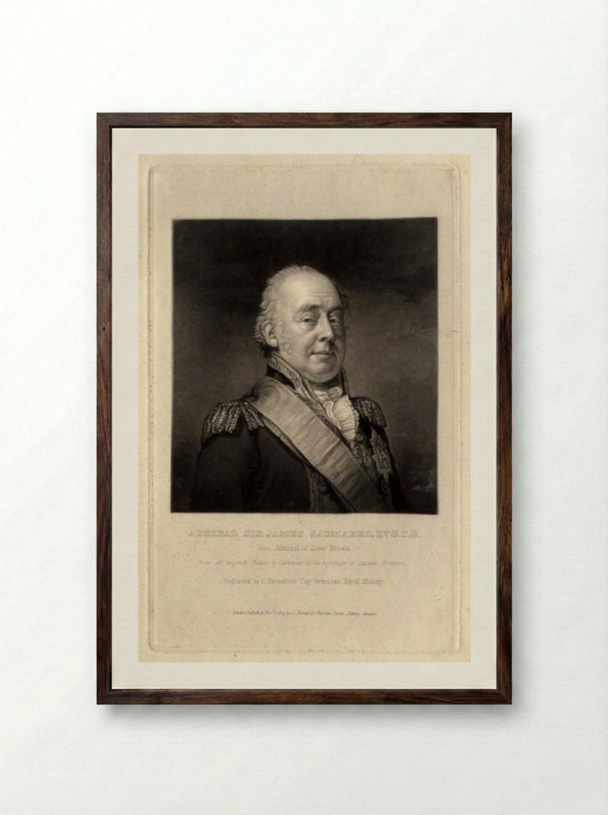 James Saumarez, 1st Baron de Saumarez - Charles Turner - Framed Print Dark Wood