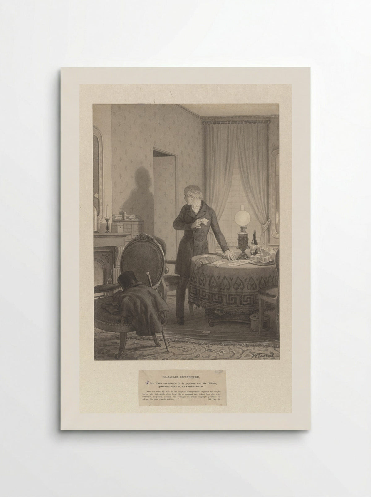 Jan Bleek snuffelende in de papieren van Mr. Flinck - Willem de Famars Testas - Poster