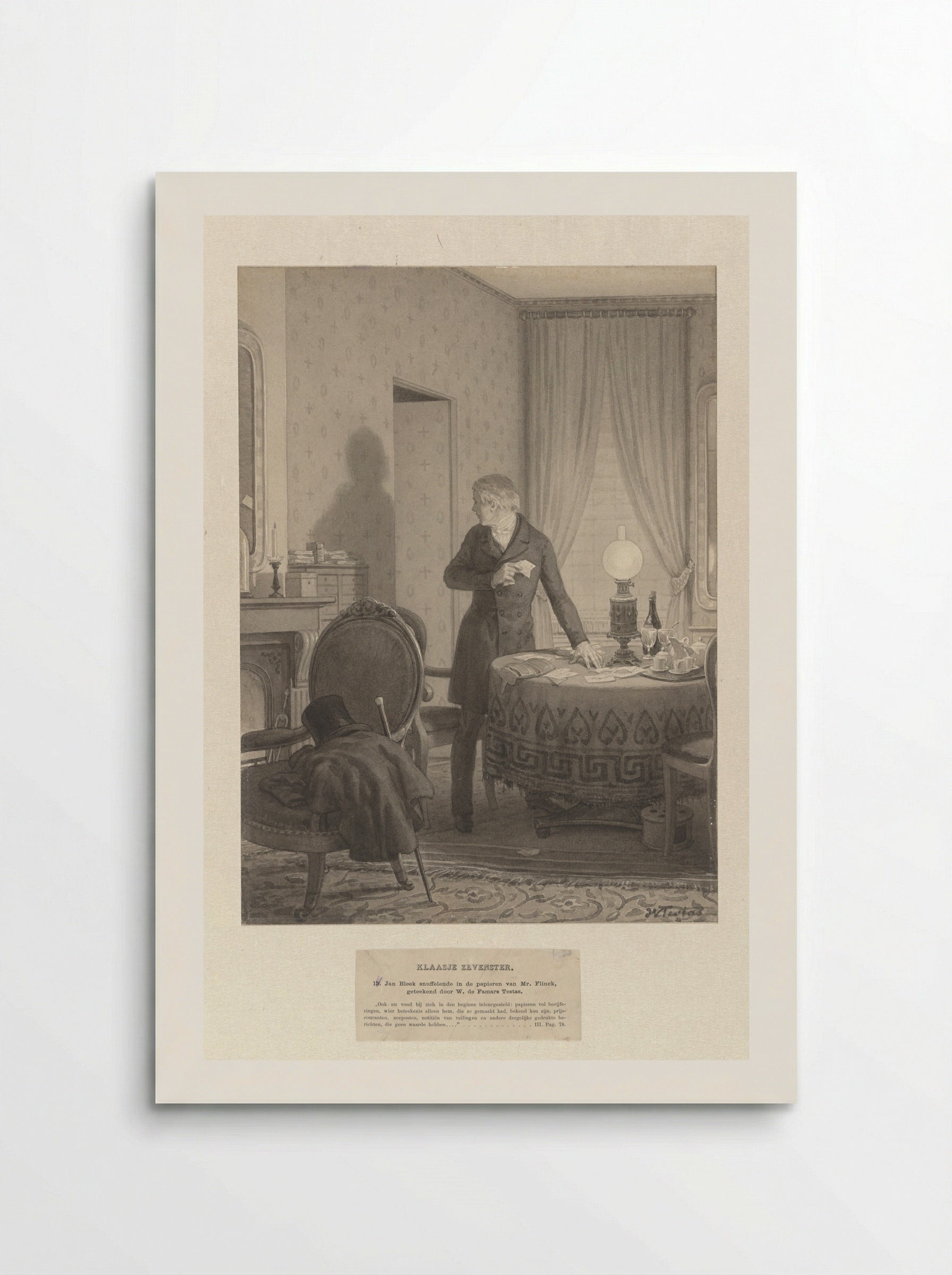 Jan Bleek snuffelende in de papieren van Mr. Flinck - Willem de Famars Testas - Poster