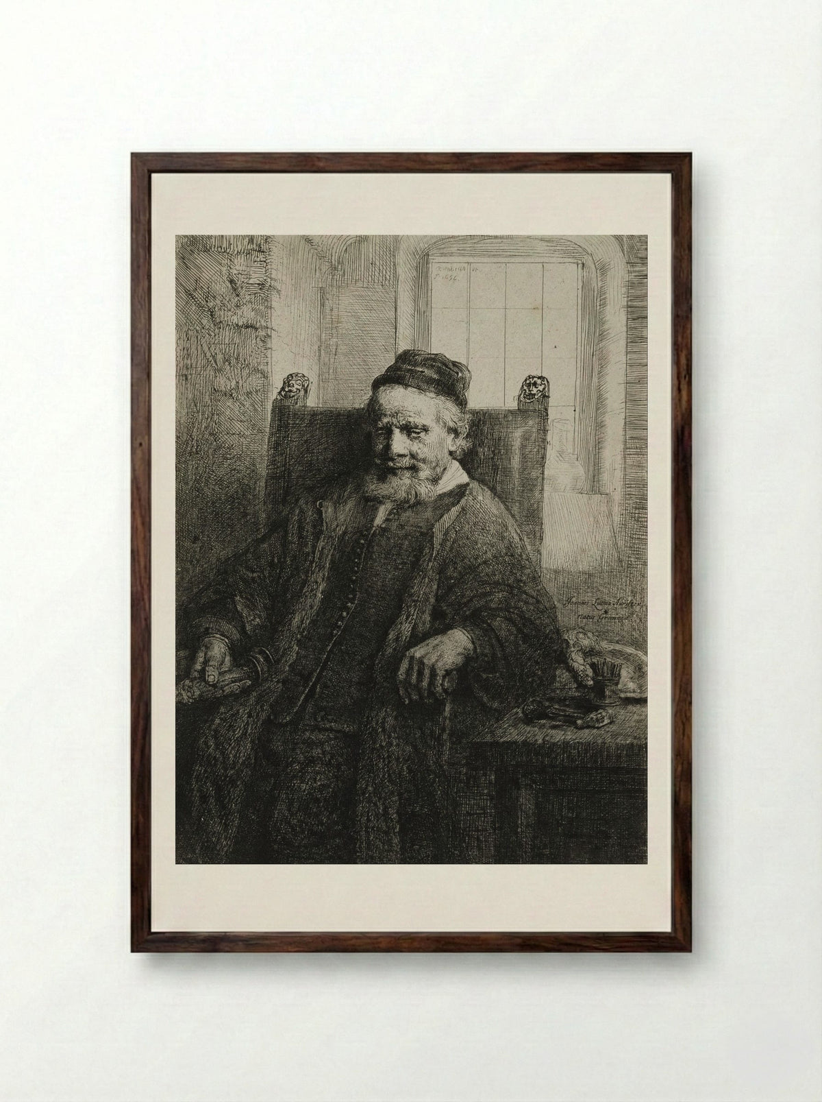 Jan Lutma, Goldsmith - Rembrandt Harmensz. van Rijn - Framed Print Dark Wood