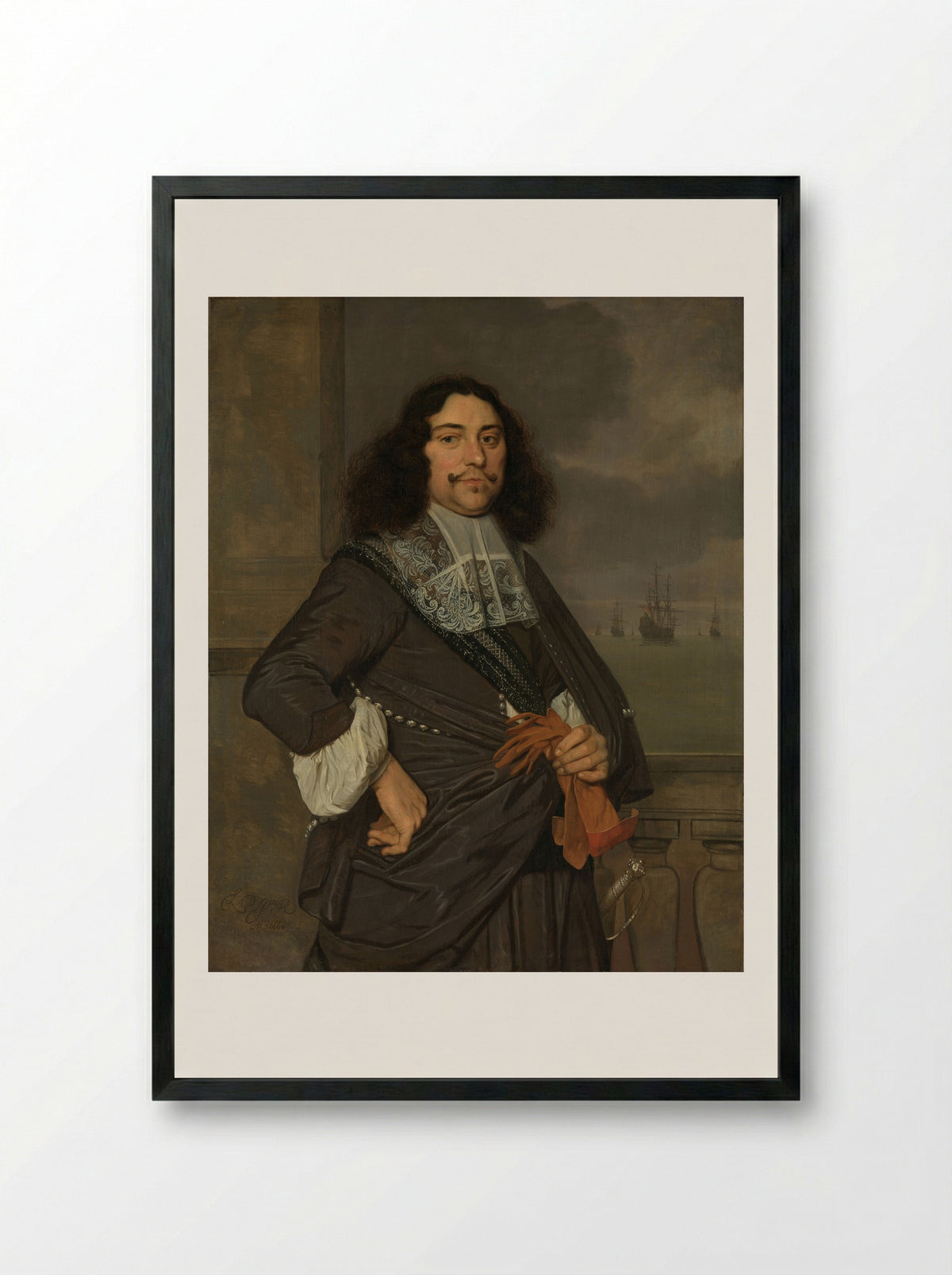 Jan van Nes (1631-1680), Vice-Admiral of Holland and West Friesland - Ludolf de Jongh - Framed Print Black