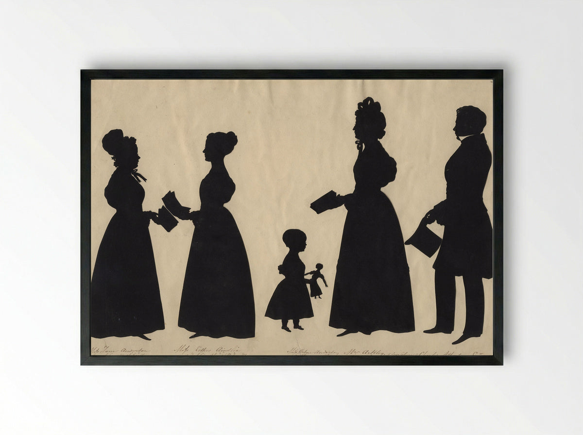 Jane Anderson; Esther Ainslie; Helena Anderson; Mrs Arkley; Charles Atherton - Auguste Edouart - Framed Print Black
