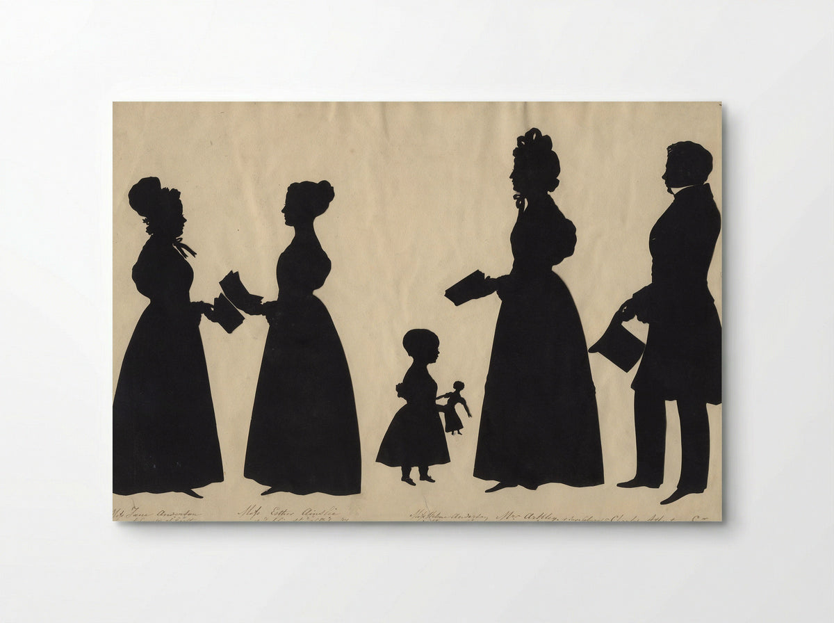 Jane Anderson; Esther Ainslie; Helena Anderson; Mrs Arkley; Charles Atherton - Auguste Edouart - Poster