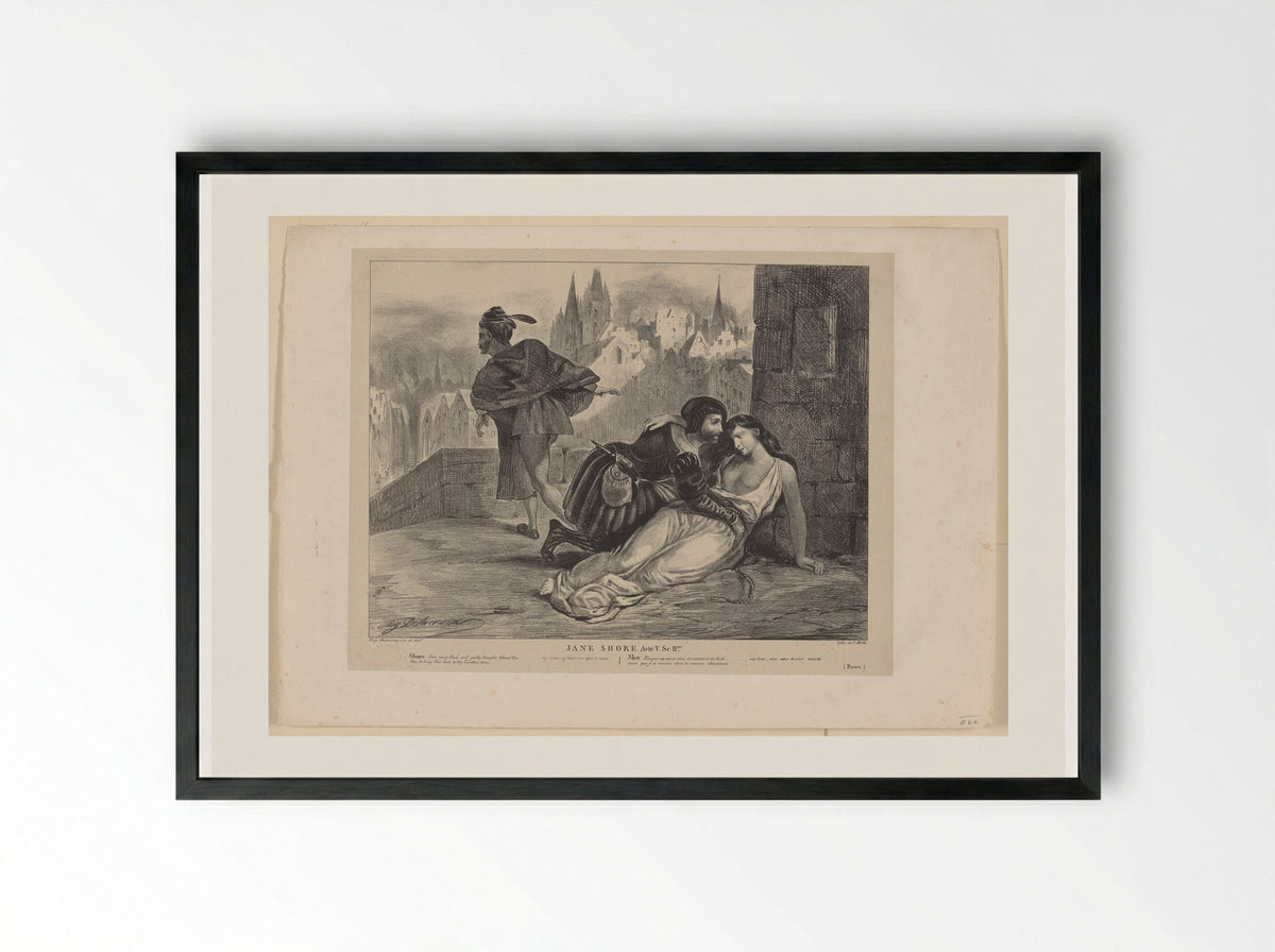 Jane Shore (Act V, sc. II) - Ferdinand-Victor-Eugène Delacroix - Framed Print Black