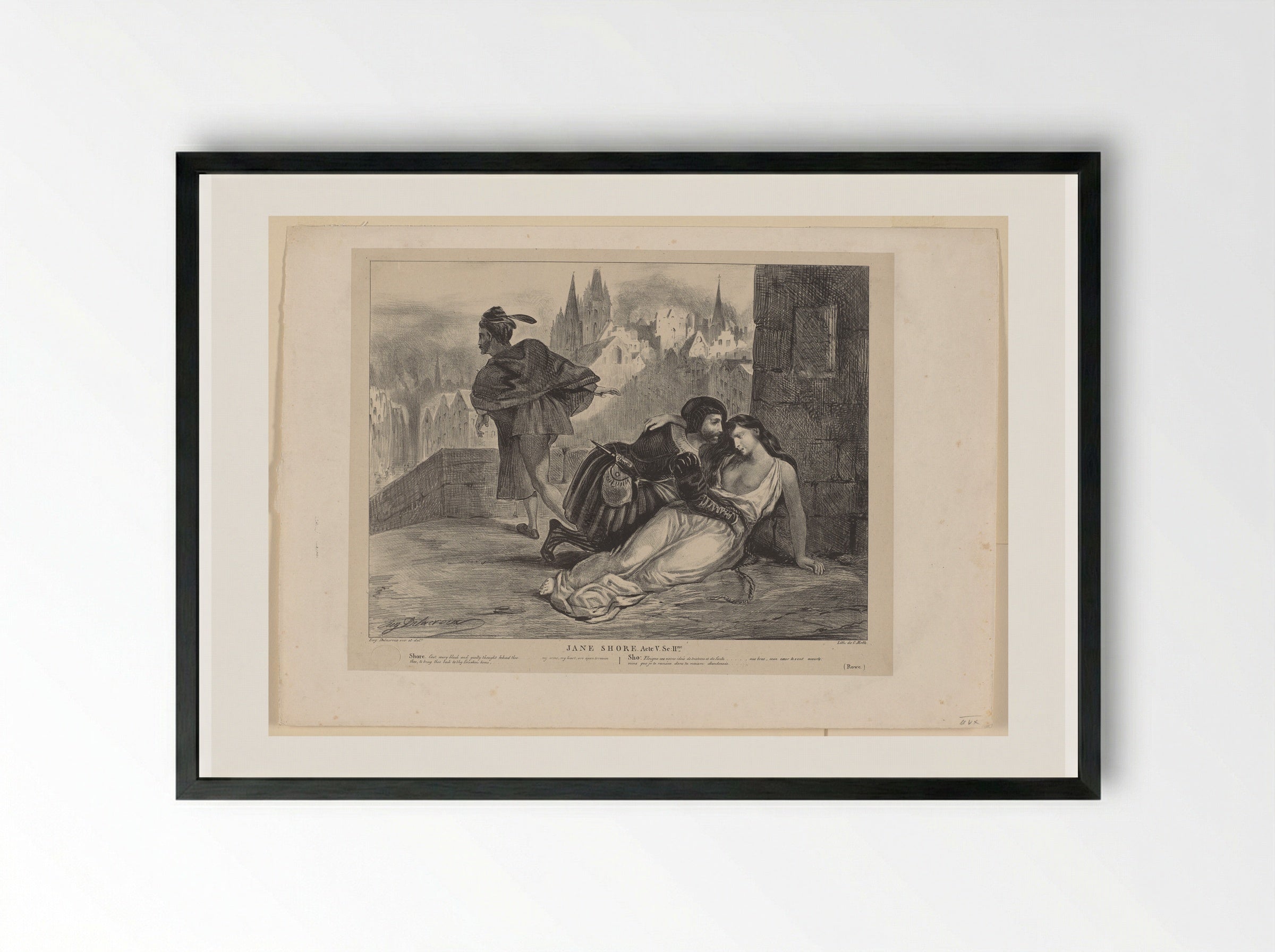 Jane Shore (Act V, sc. II) - Ferdinand-Victor-Eugène Delacroix - Framed Print Black