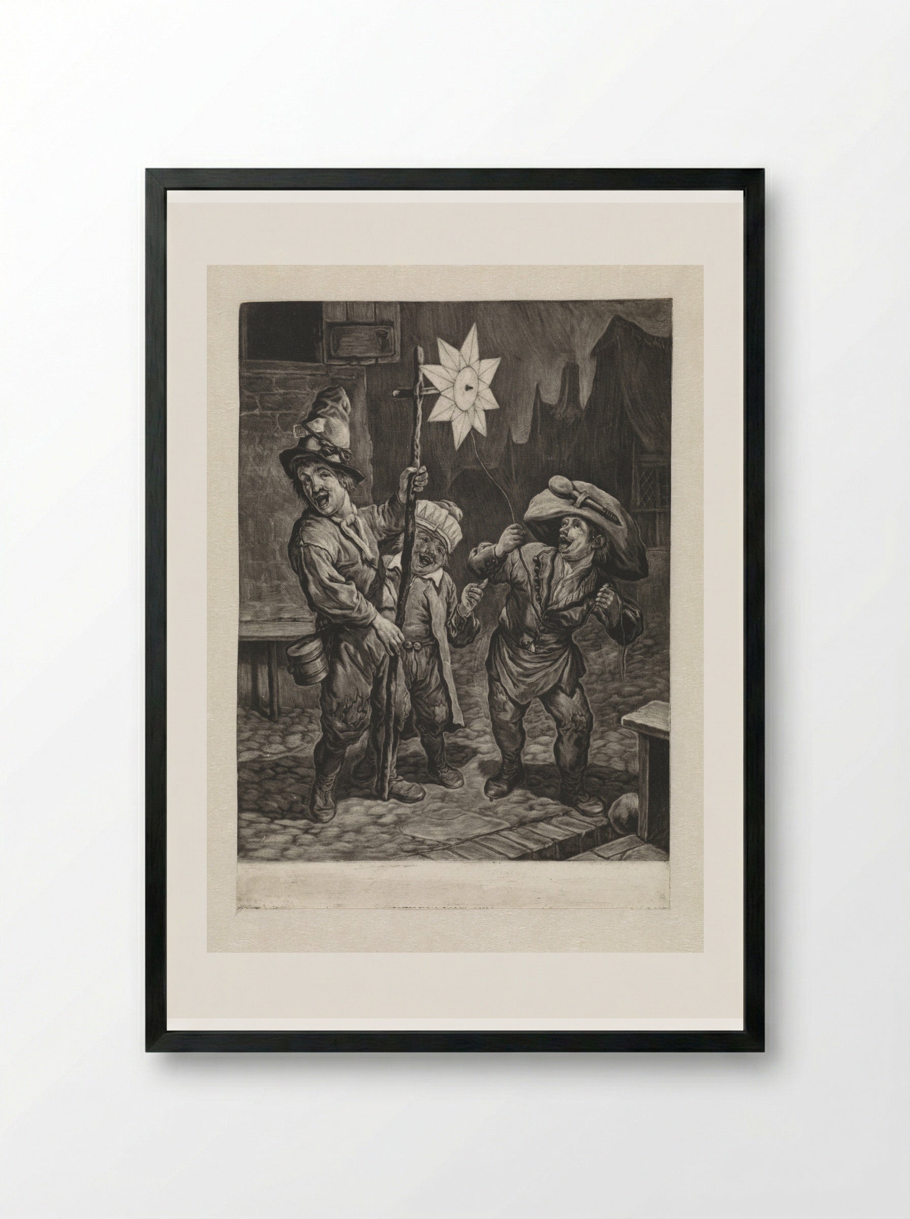 Januari (The Star Singers) - Cornelis Dusart - Framed Print Black