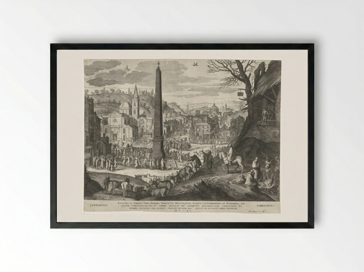 Januari en februari - Aegidius Sadeler (II) - Framed Print Black
