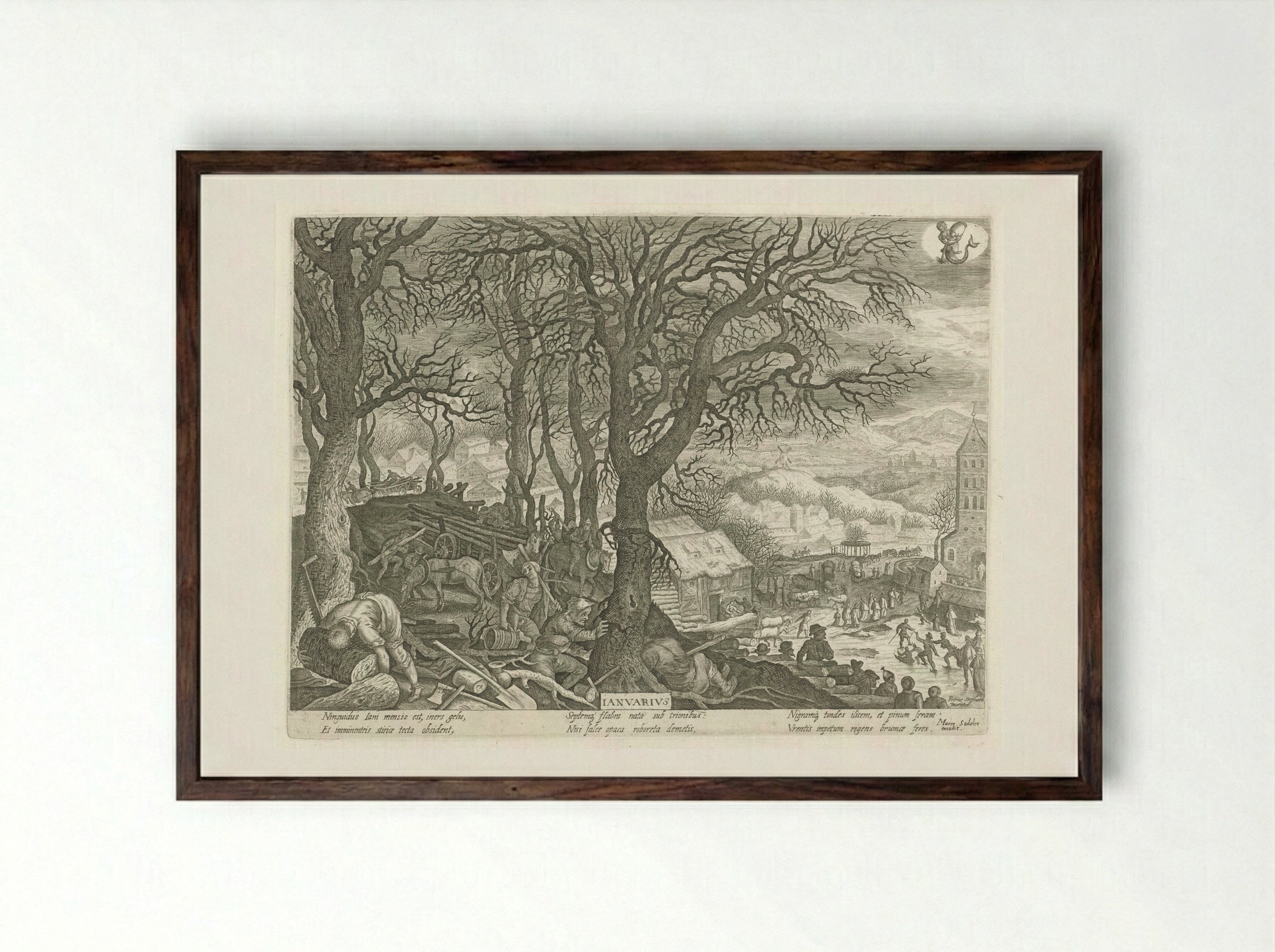 Januarius (January) - Aegidius Sadeler (II) - Framed Print Dark Wood