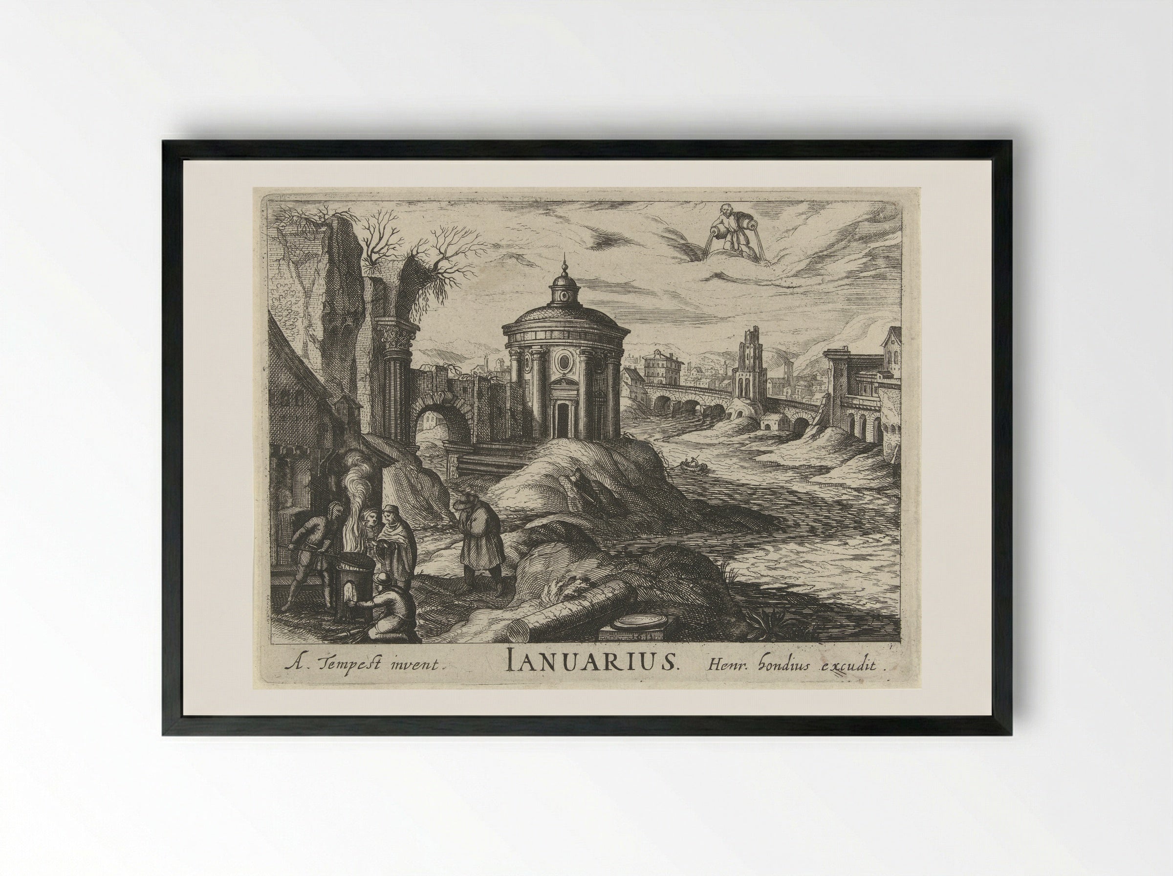Januarius - Simon Frisius - Framed Print Black