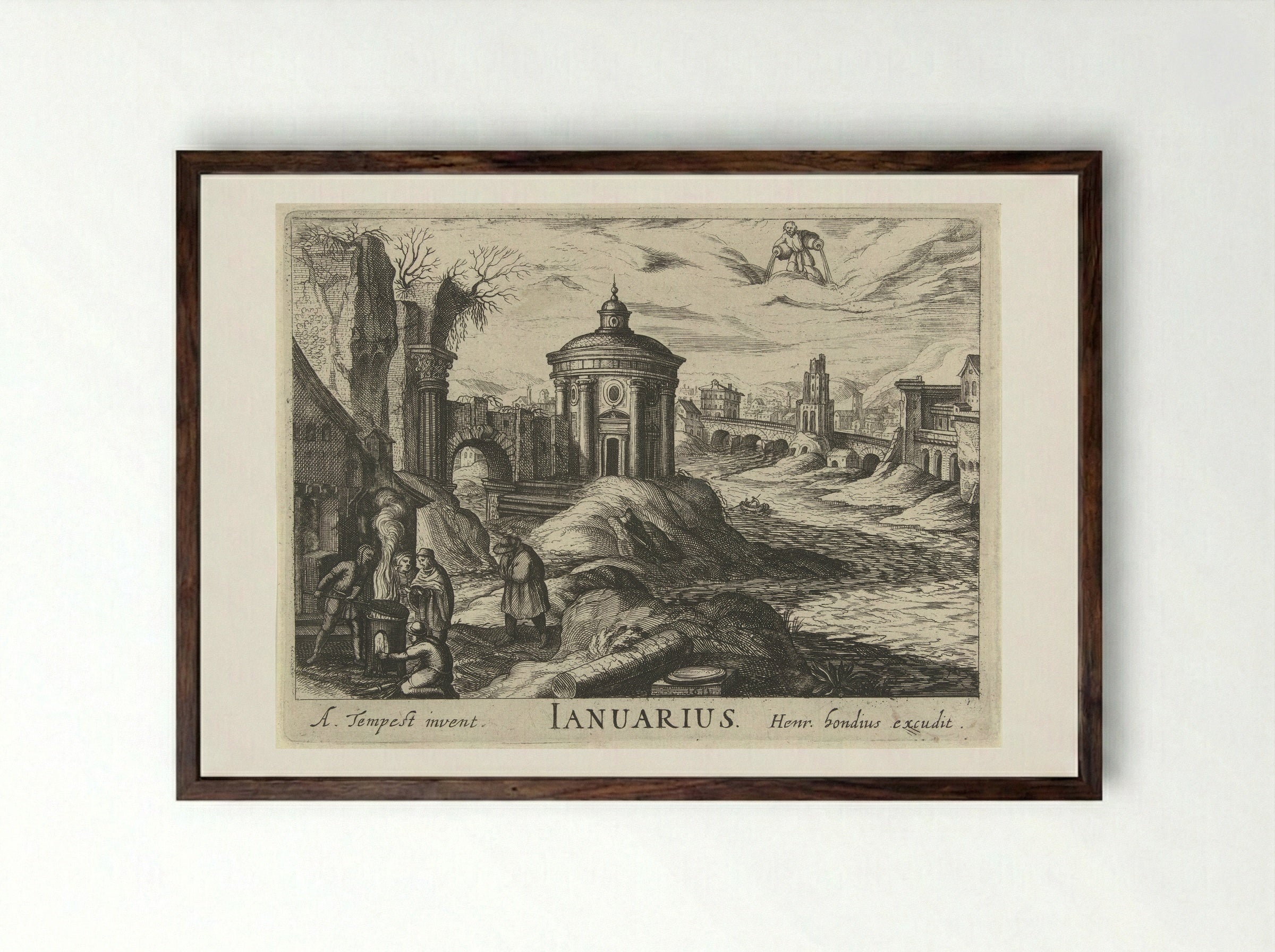 Januarius - Simon Frisius - Framed Print Dark Wood