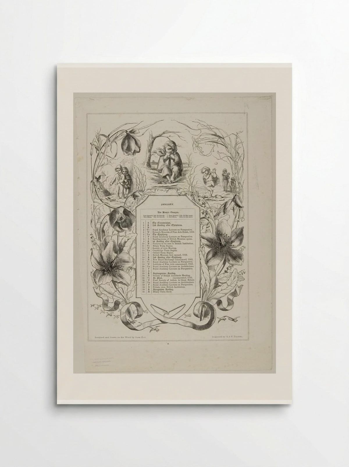 January (Calendar Illustration) - Edward Dalziel - Poster