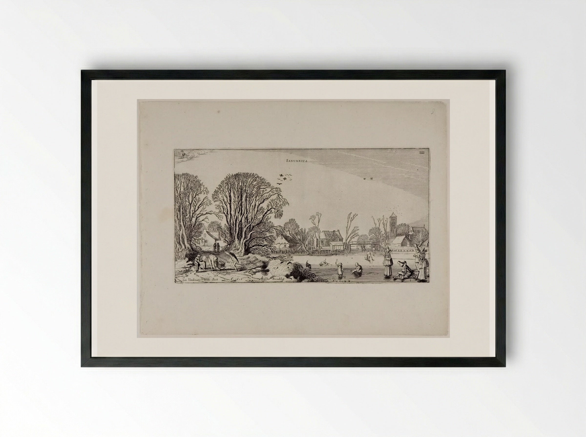 January (Ianuarius) - Jan van de Velde II - Framed Print Black