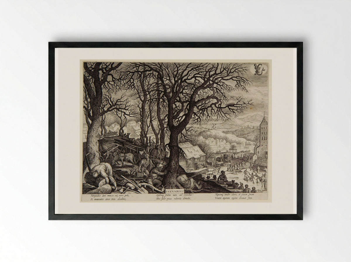 January (Ianvarius) - Aegidius Sadeler II - Framed Print Black