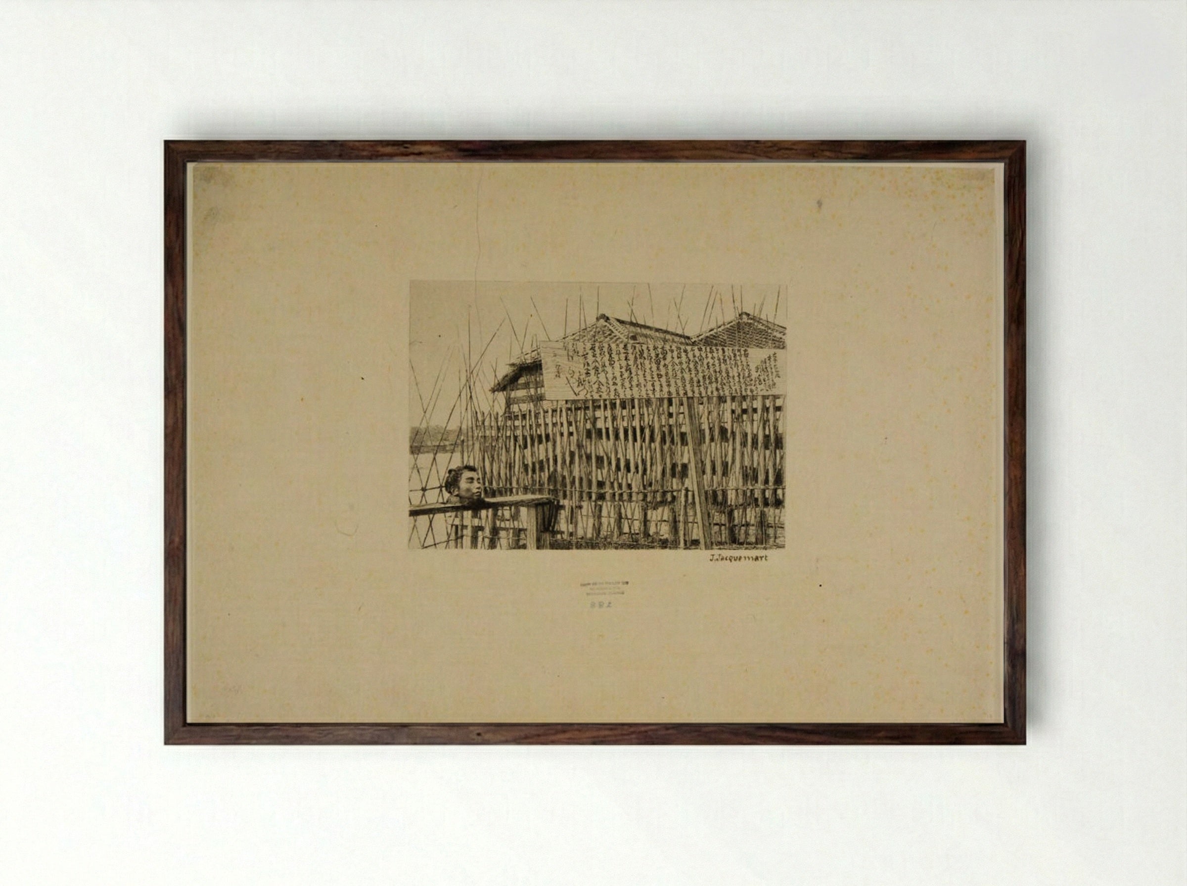 Japanese Criminal (from a photograph) - Jules Ferdinand Jacquemart - Framed Print Dark Wood