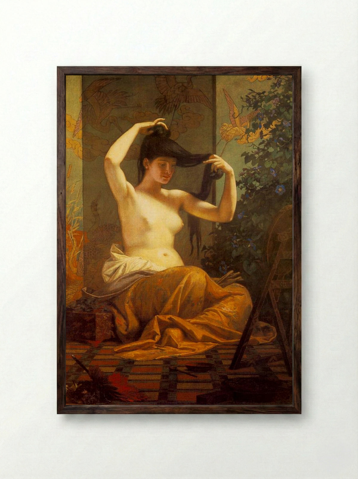 Japanese Woman - Bertalan Székely - Framed Print Dark Wood