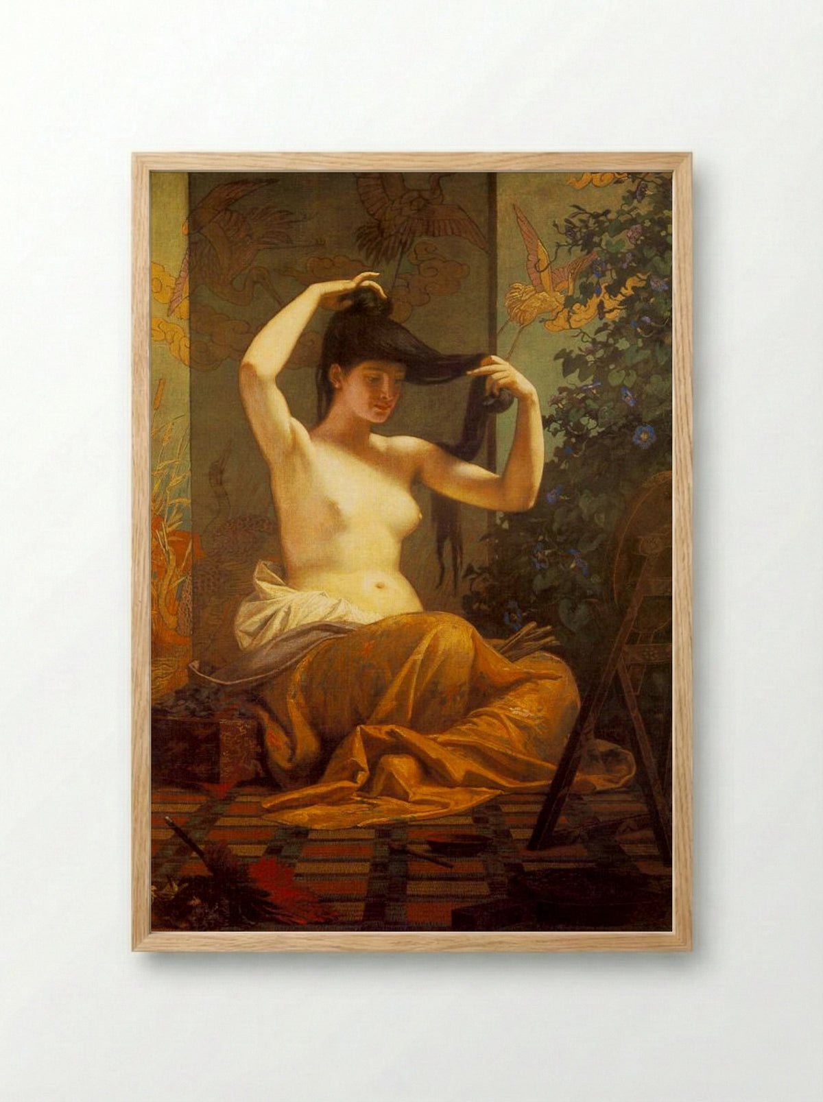 Japanese Woman - Bertalan Székely - Framed Print Wood