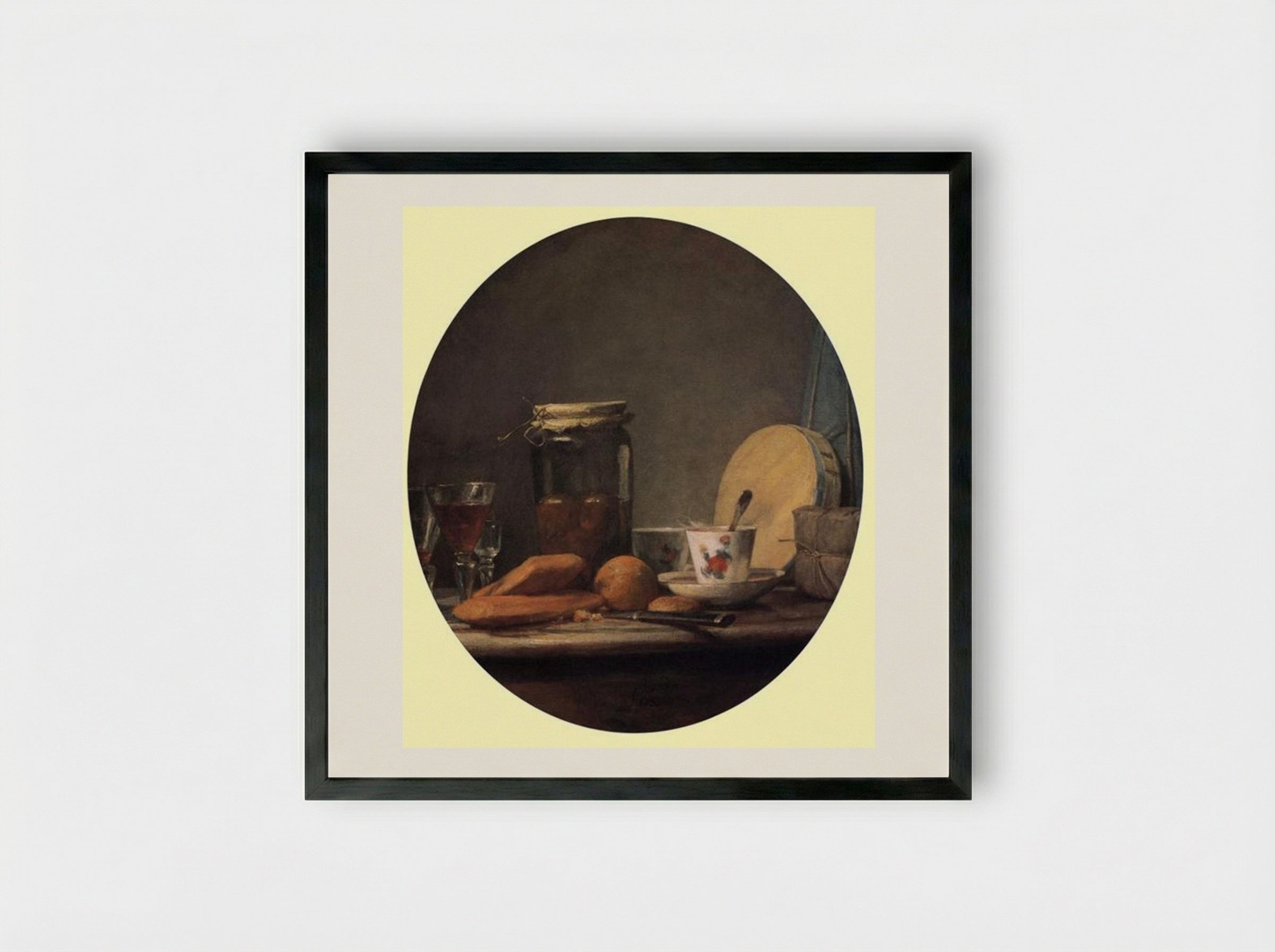 Jar of Apricots - Jean-Baptiste-Siméon Chardin - Framed Print Black