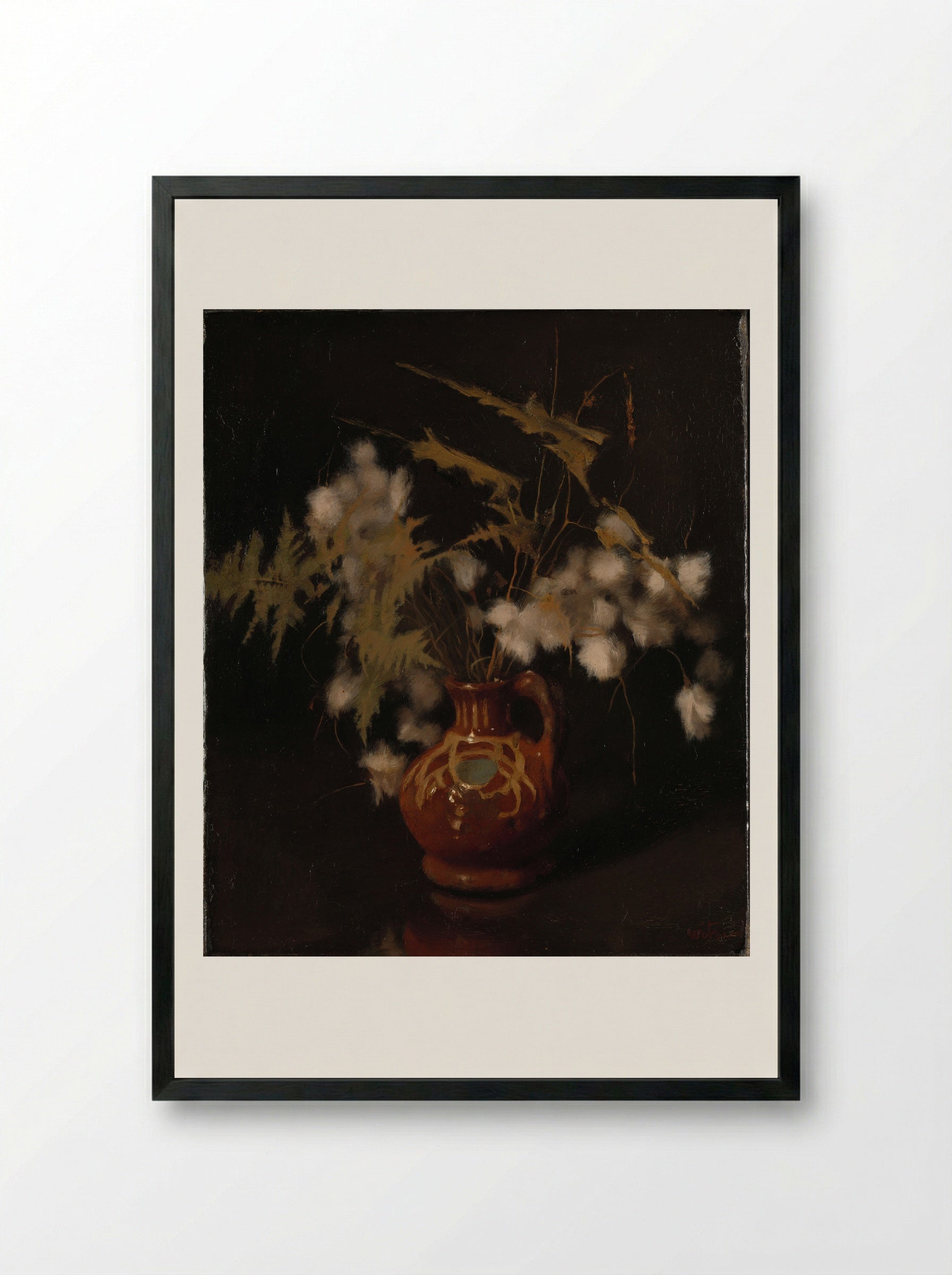 Jar with Cotton Grass - Willem Witsen - Framed Print Black