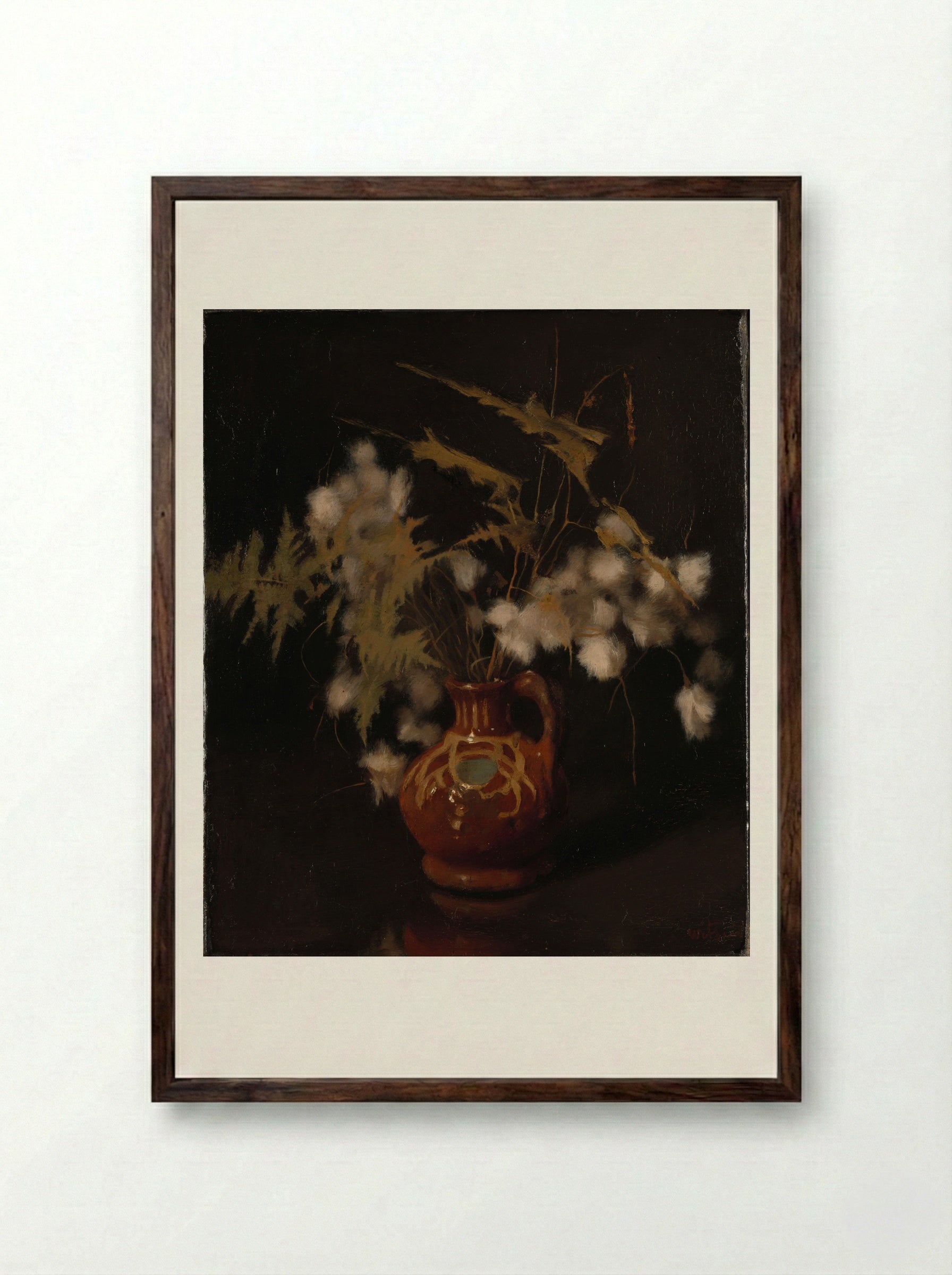 Jar with Cotton Grass - Willem Witsen - Framed Print Dark Wood