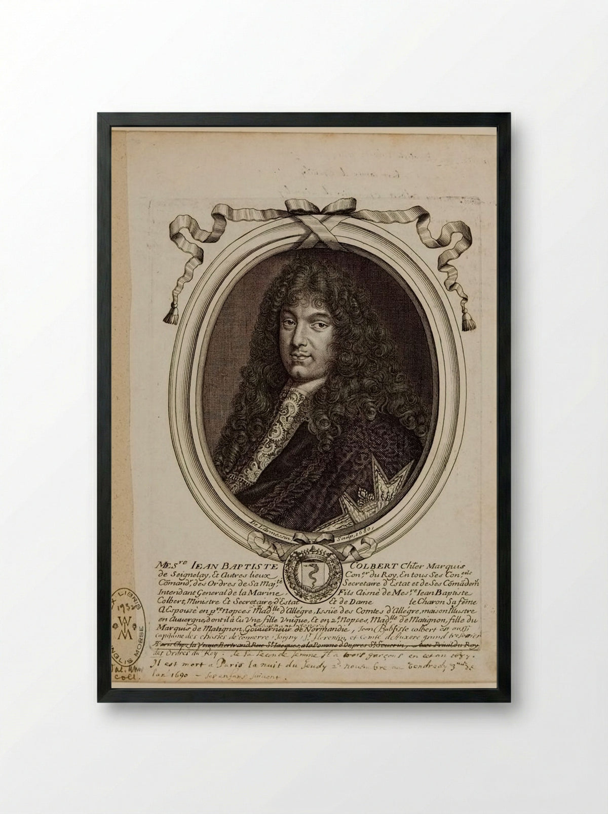 Jean Baptiste Colbert, Marquis de Seignelay - Nicolas de Larmessin the Elder - Framed Print Black
