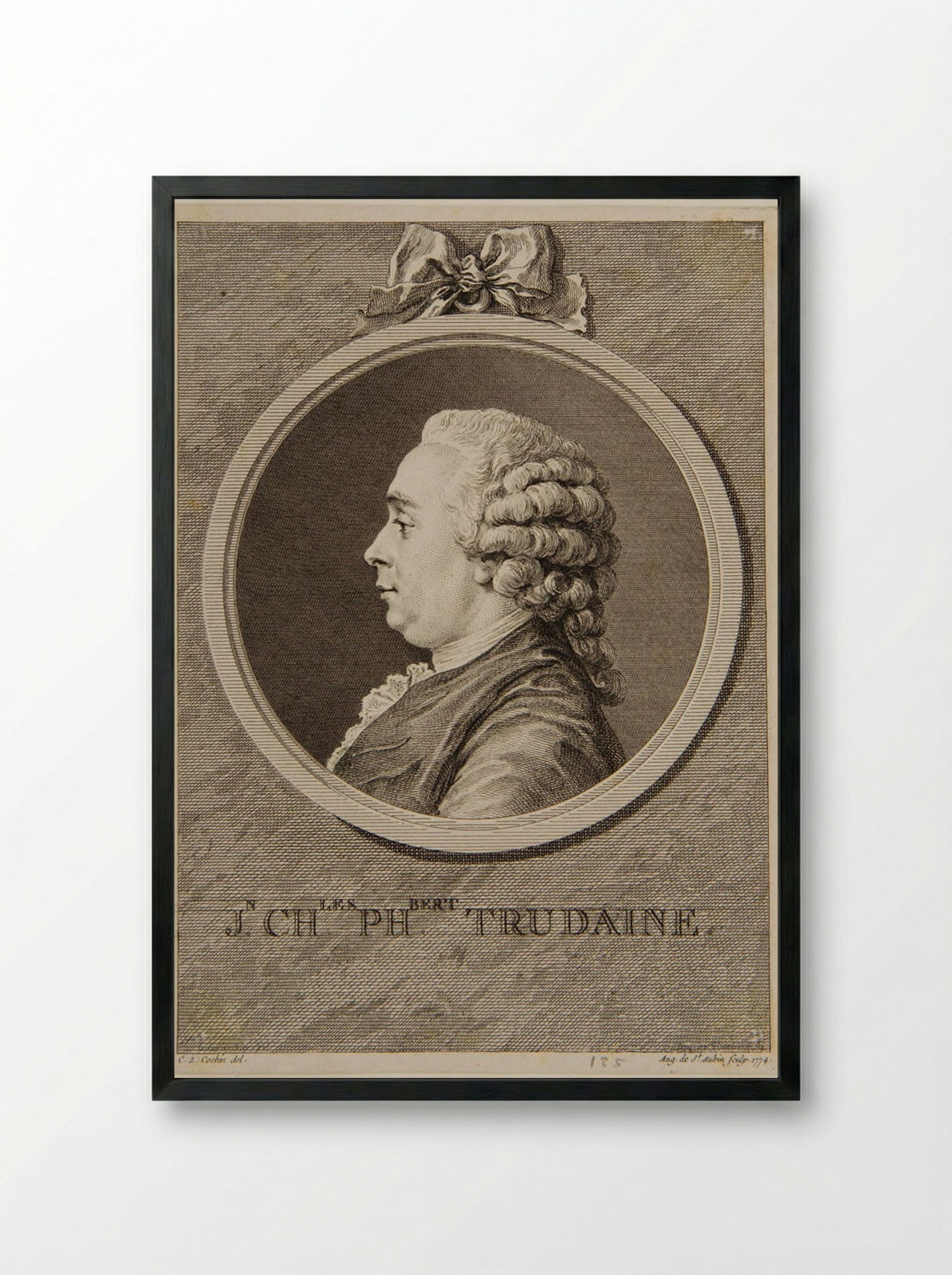 Jean Charles Philibert Trudaine de Montigny - Augustin de Saint-Aubin - Framed Print Black